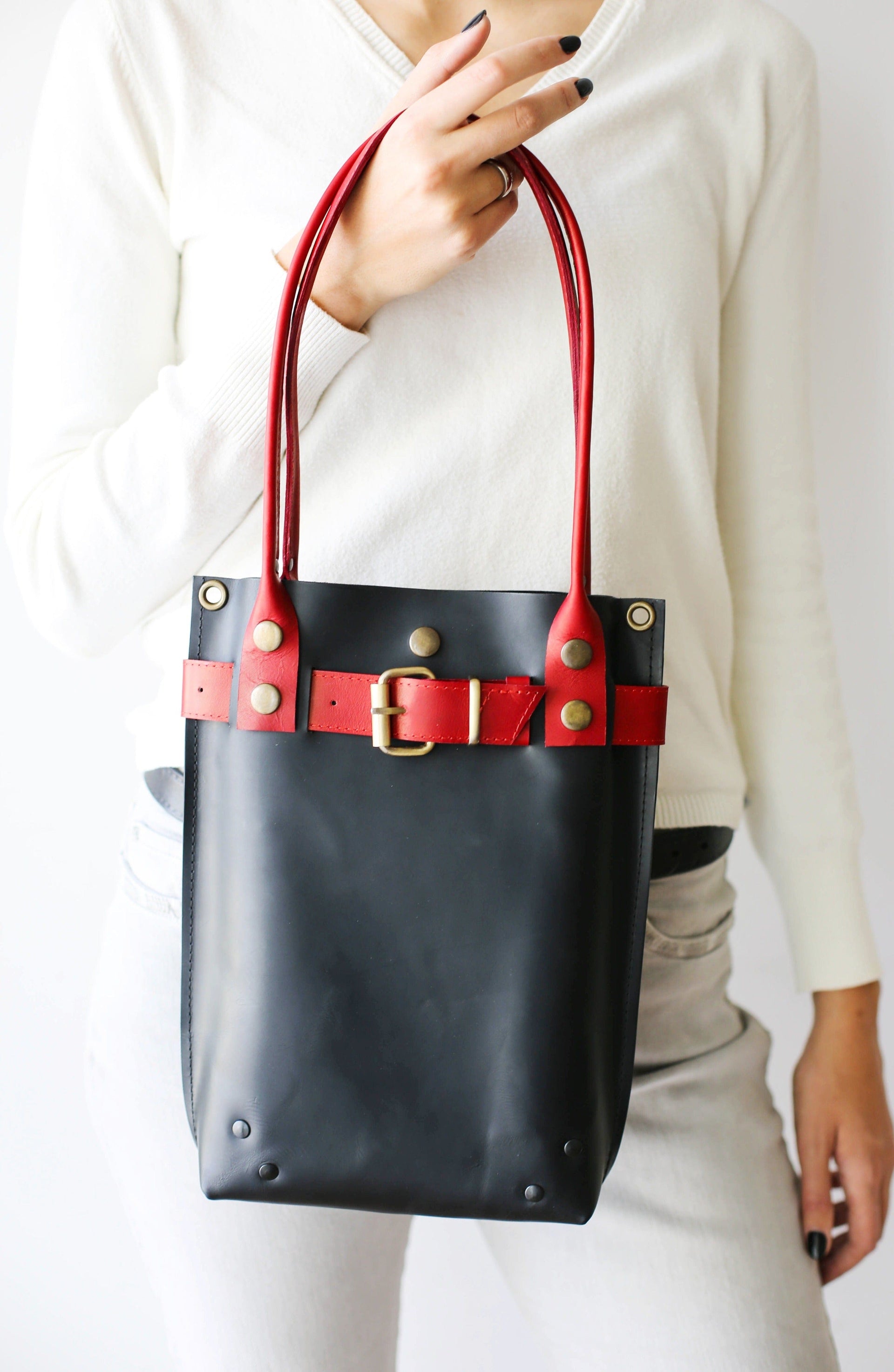 top handle leather bags