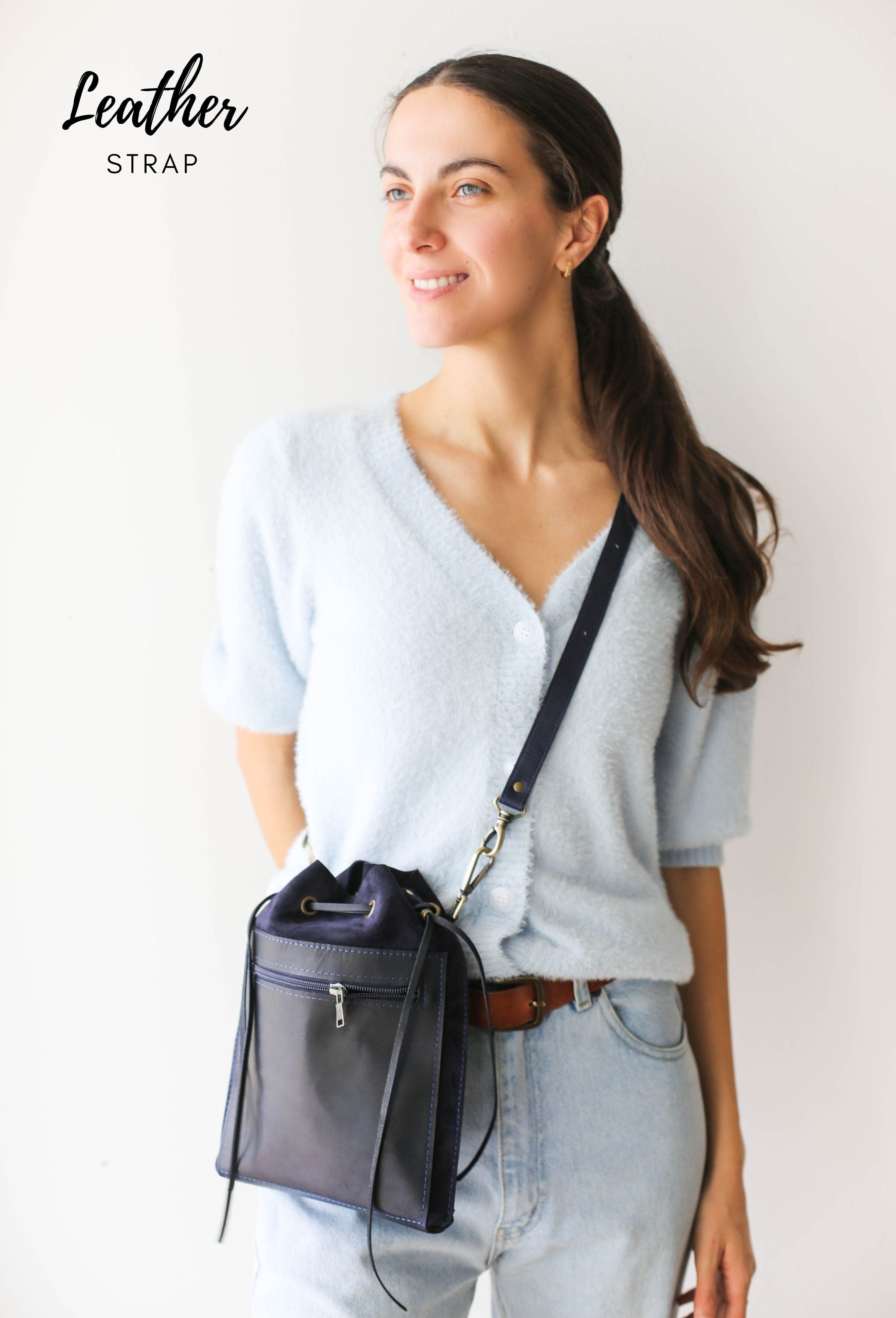 Blue designer crossbody outlet bag