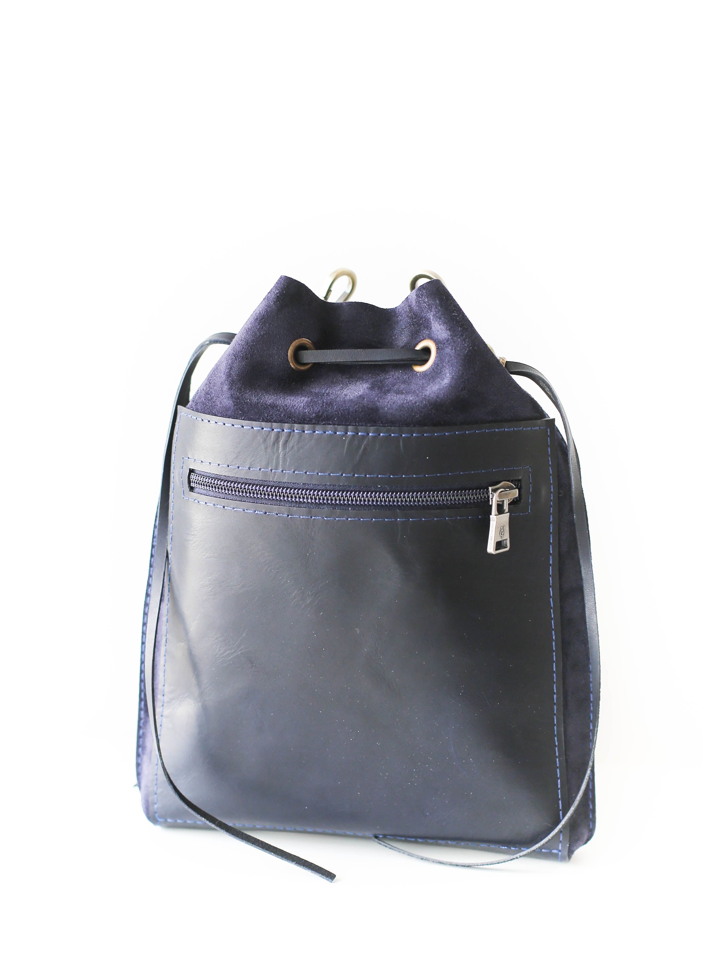 blue suede bag 