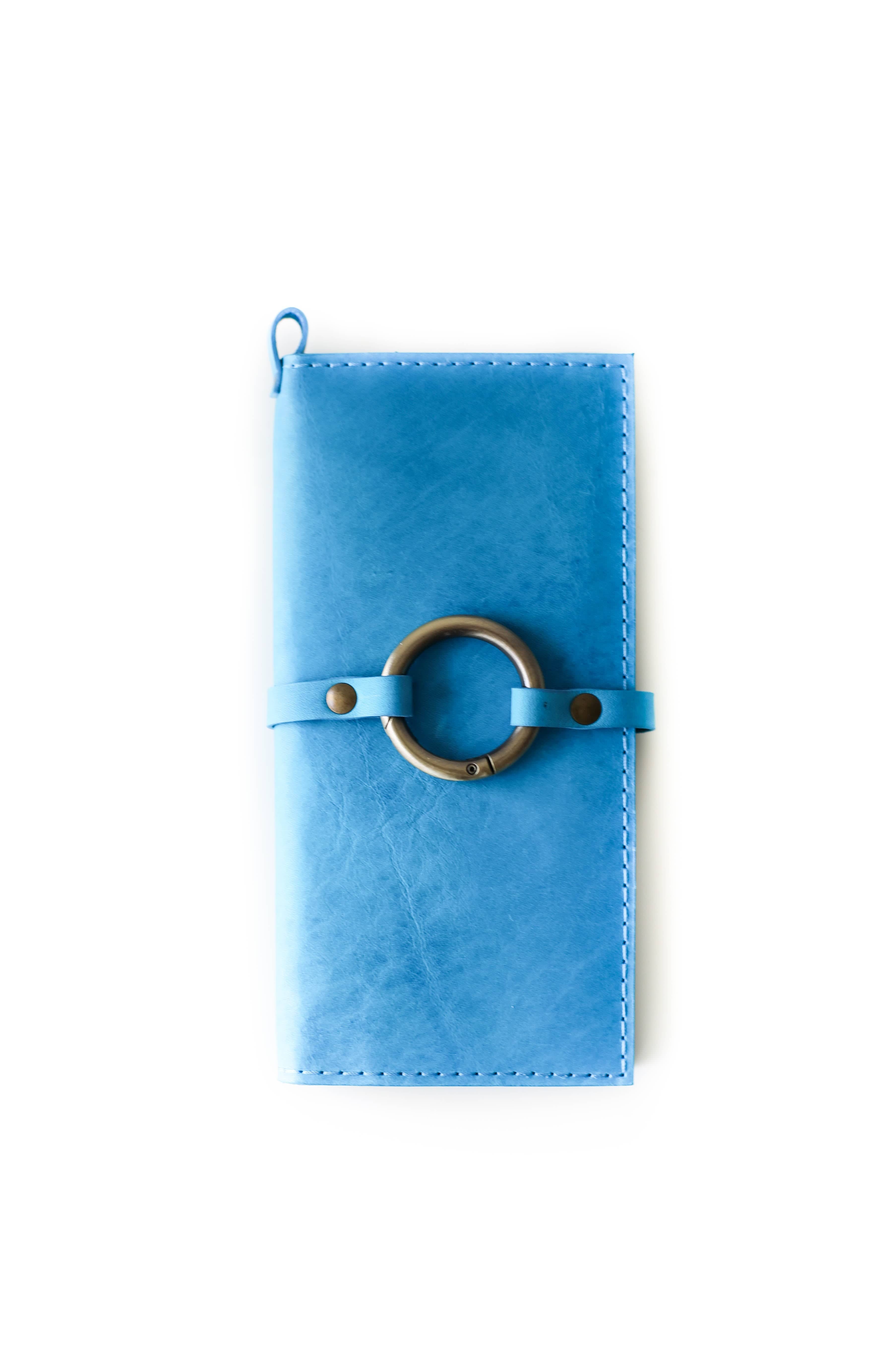 Sky Blue Leather Ring Wallet N02