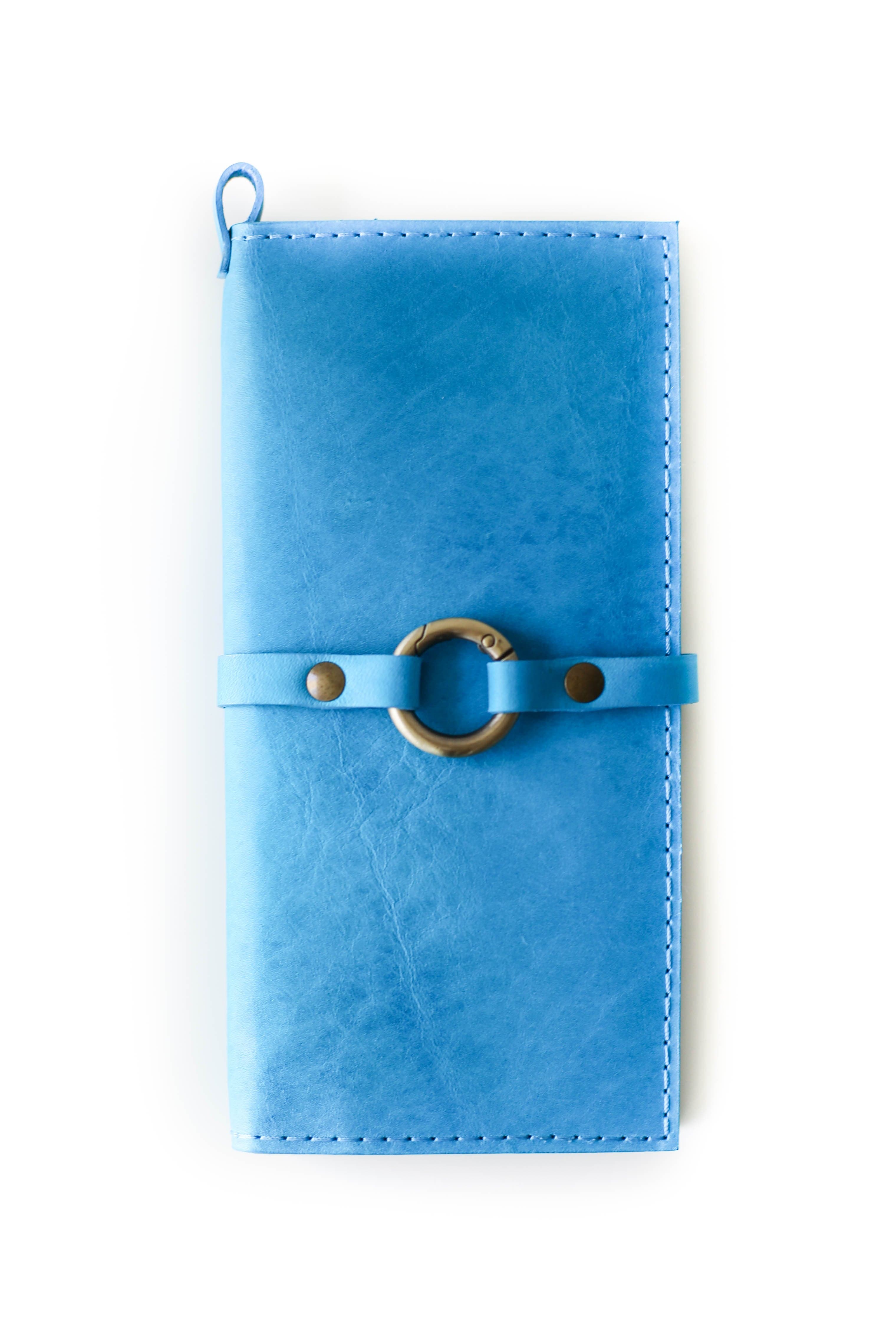 Sky Blue Leather Ring Wallet N02