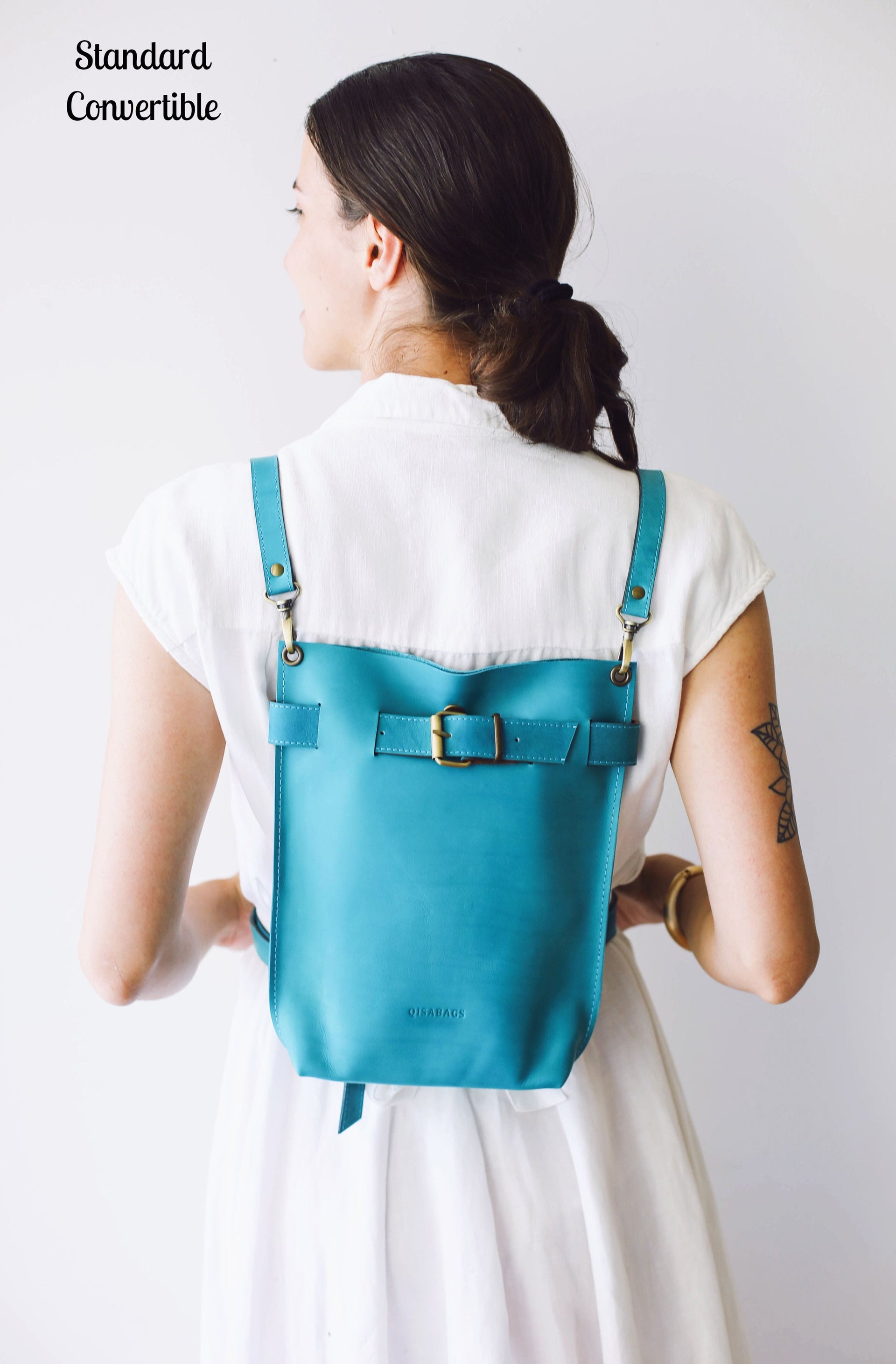 Blue Leather backpack