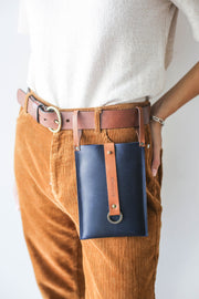 Handmade leather waist bag for phone