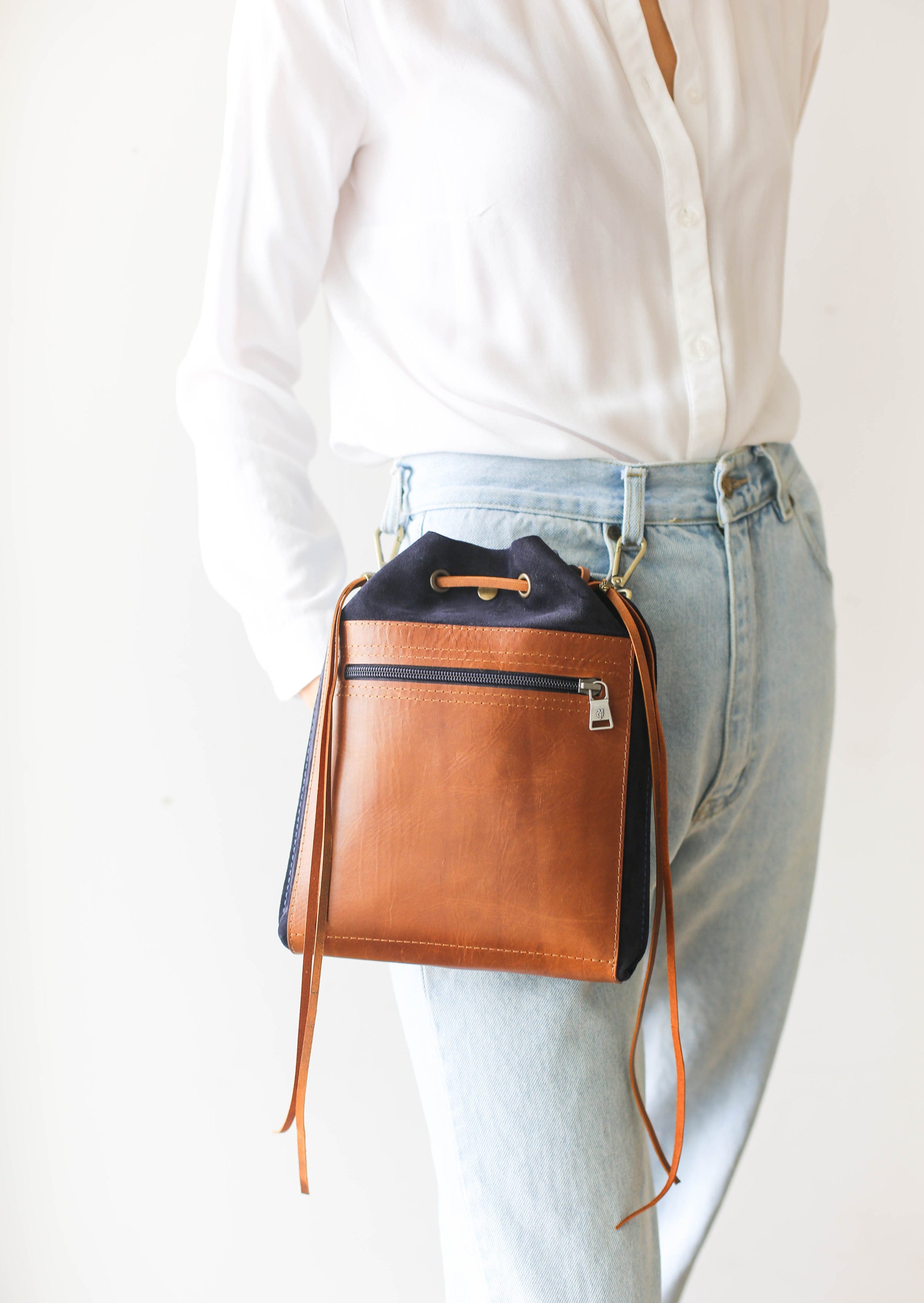 small leather waist bag