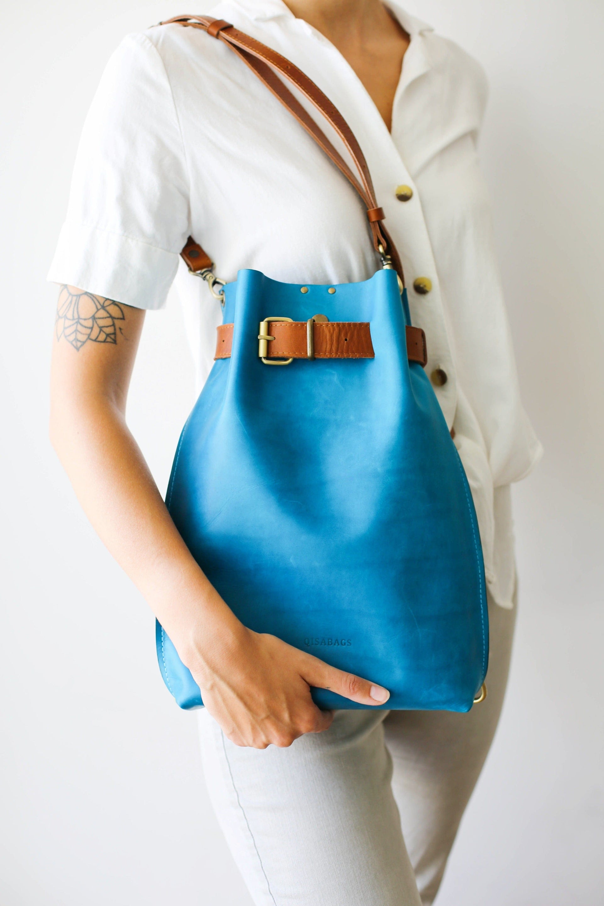 Handmade Blue leather bag