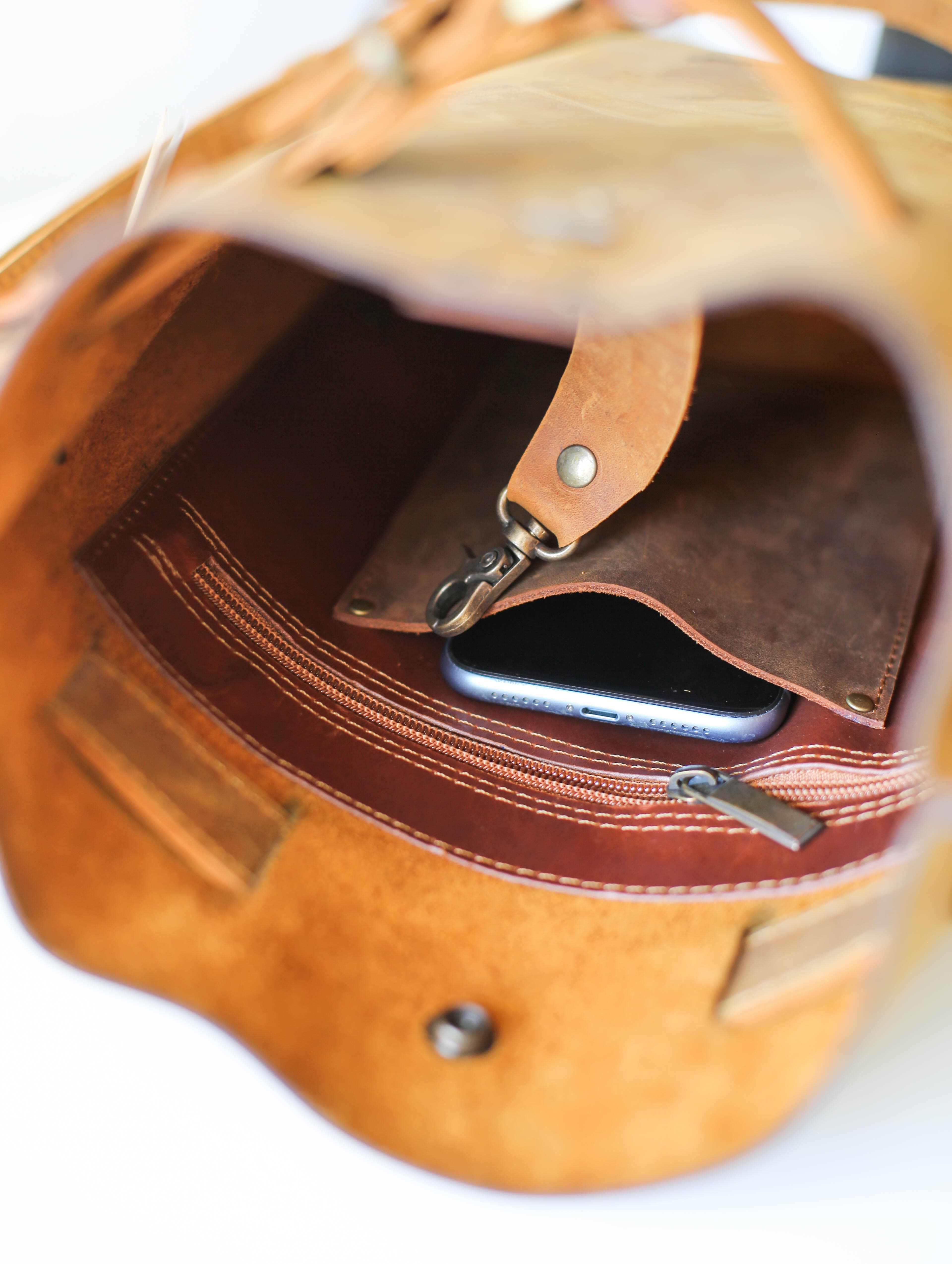 Brown/Black Medium Leather Backpack