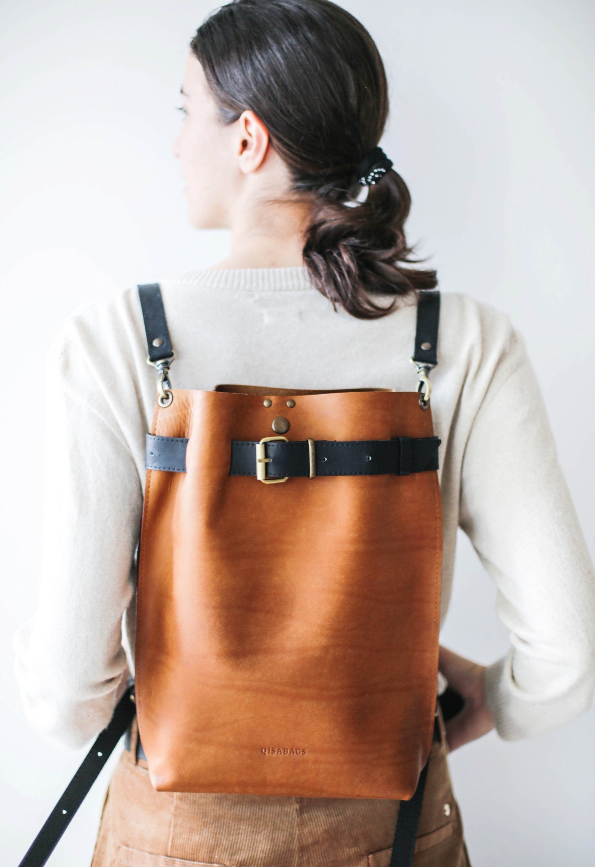 Brown Leather Backpack Purse
