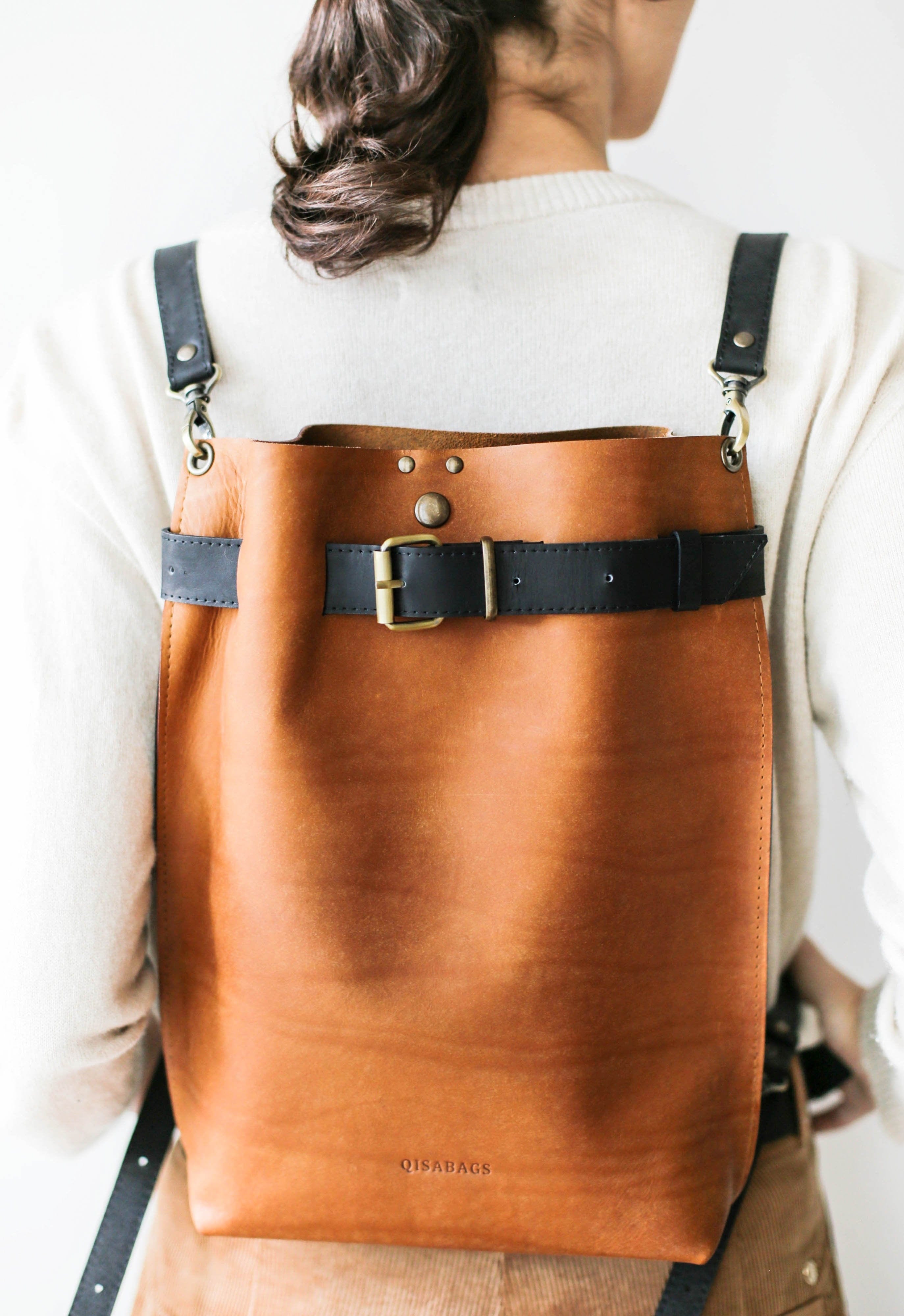 Handmade Brown Leather Backpack