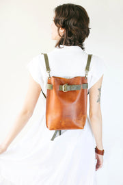 leather backpack brown
