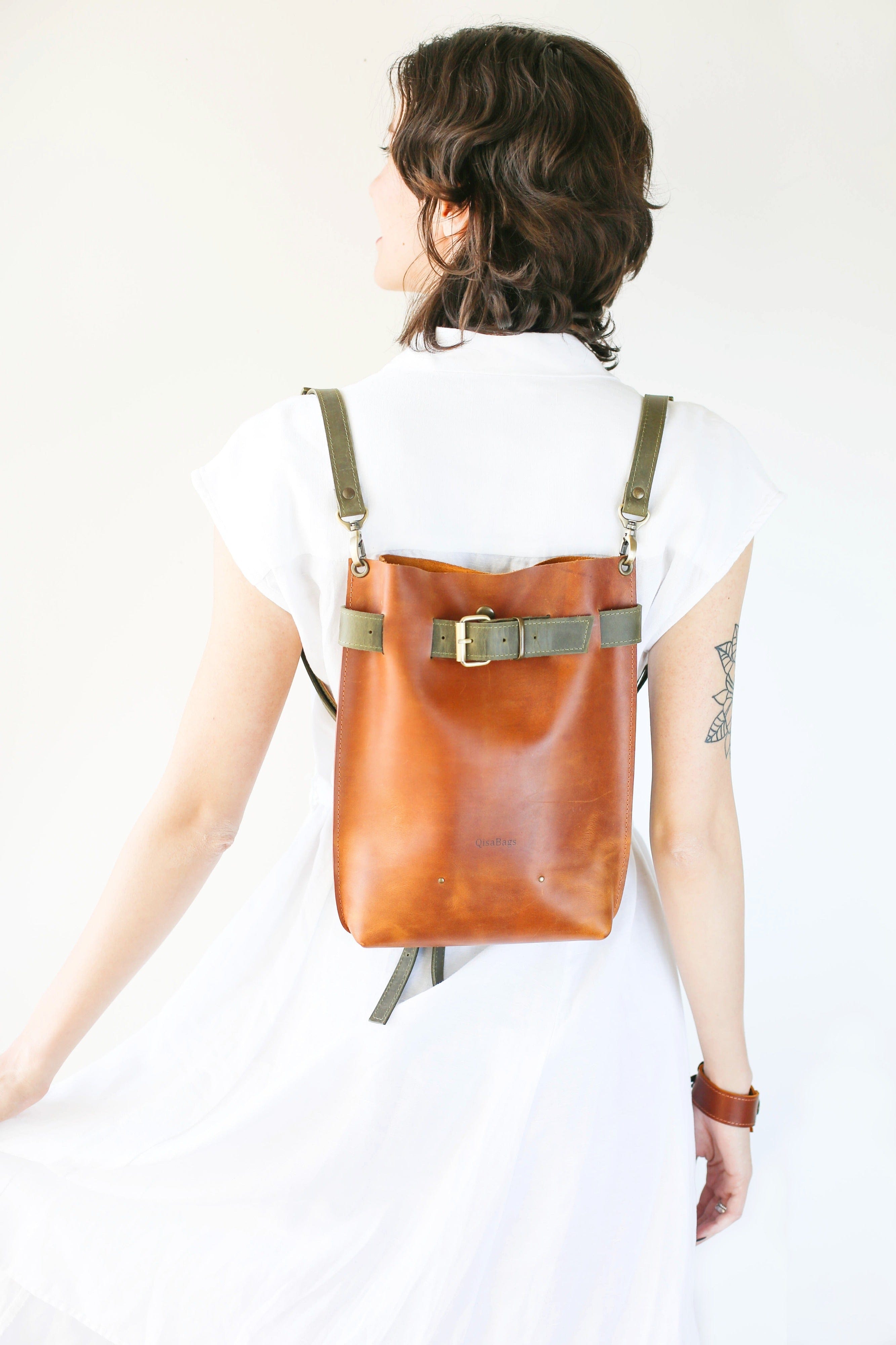 Crazy Horse Leather Hobo Bag - Brown