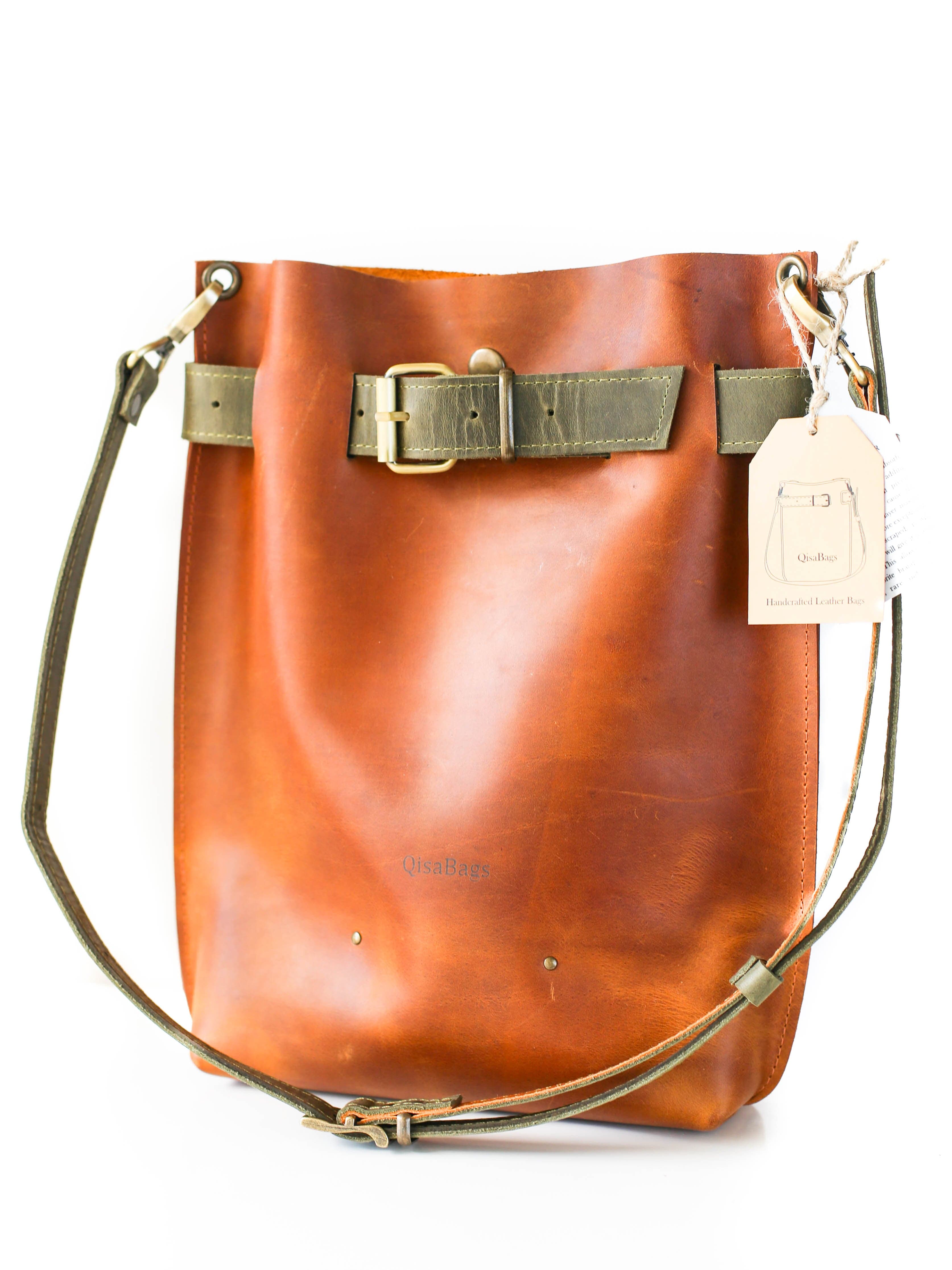 Brown leather cross body bag