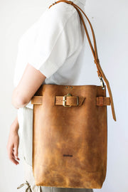 Handmade Brown Leather Shoulder Bag