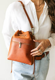 brown suede handbag