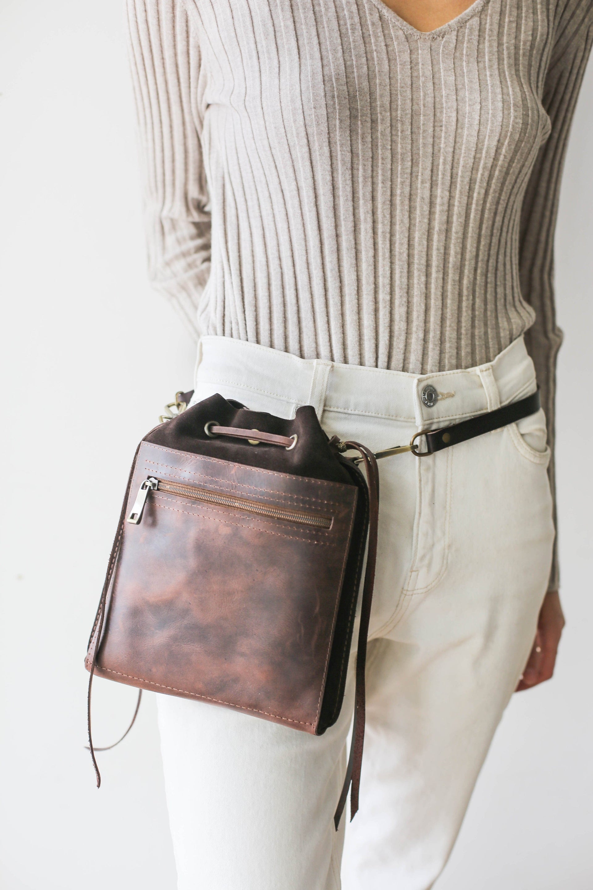 Leather  belt bag for women
