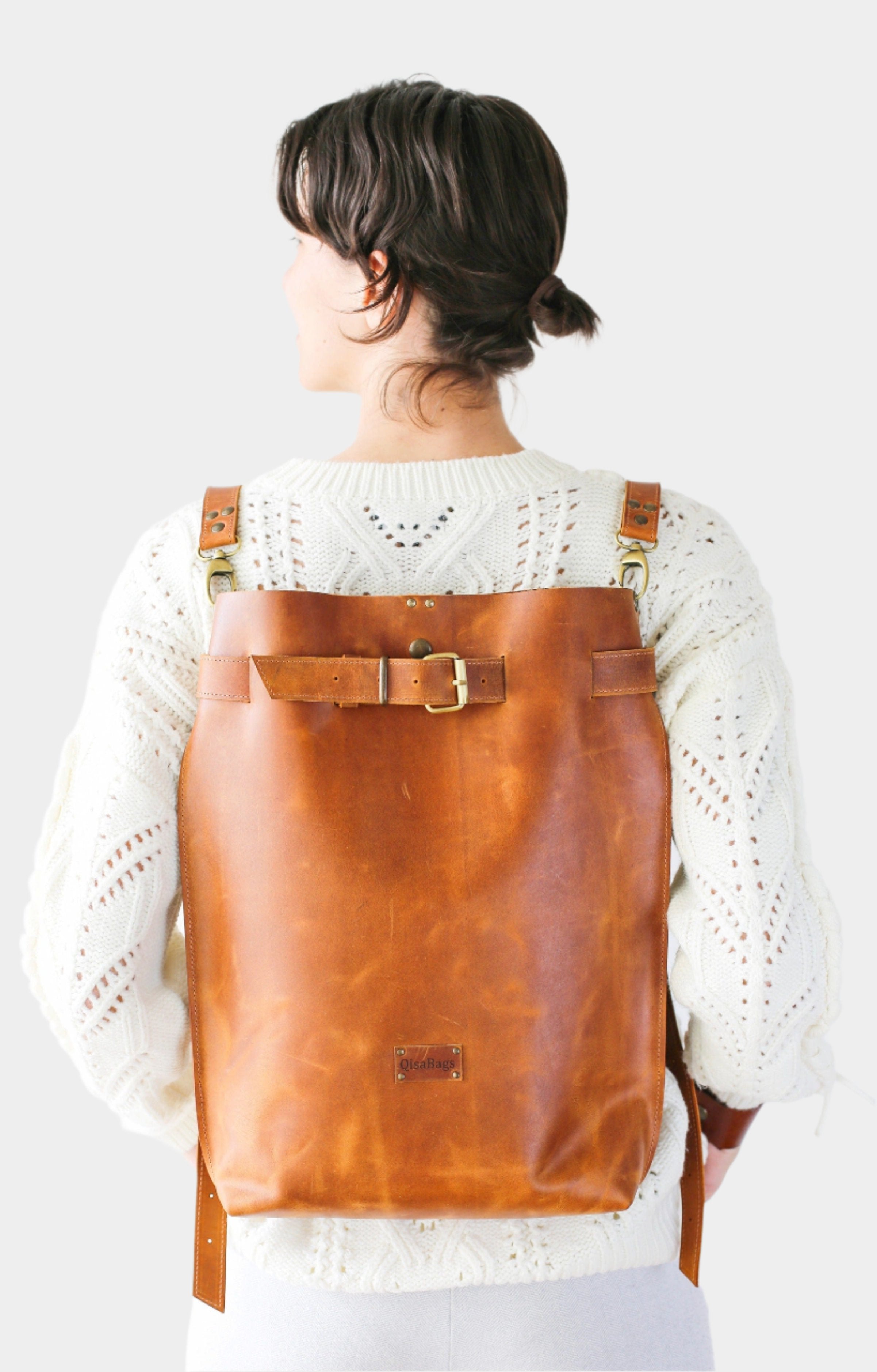 leather backpack laptop