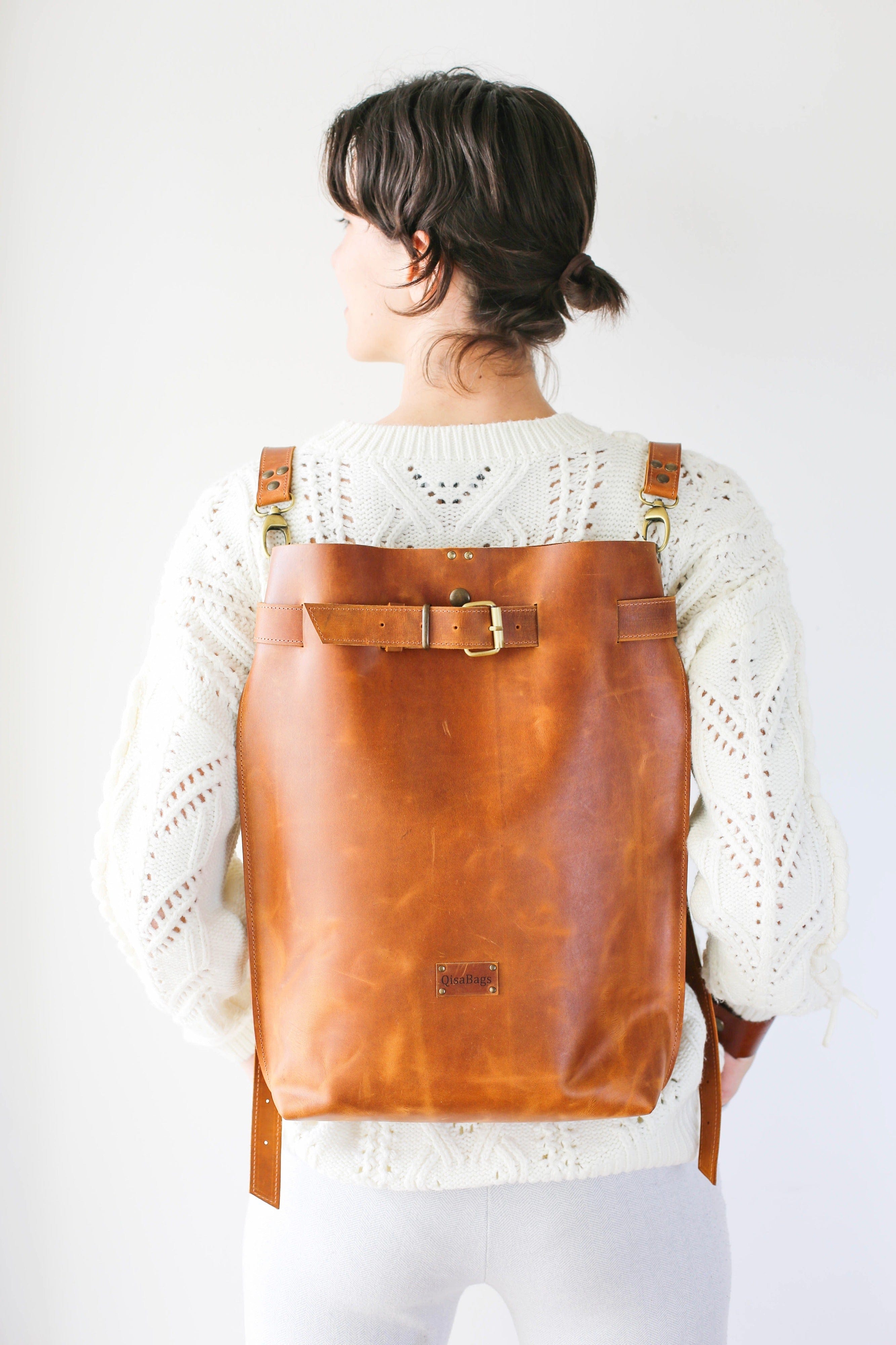 leather backpack laptop