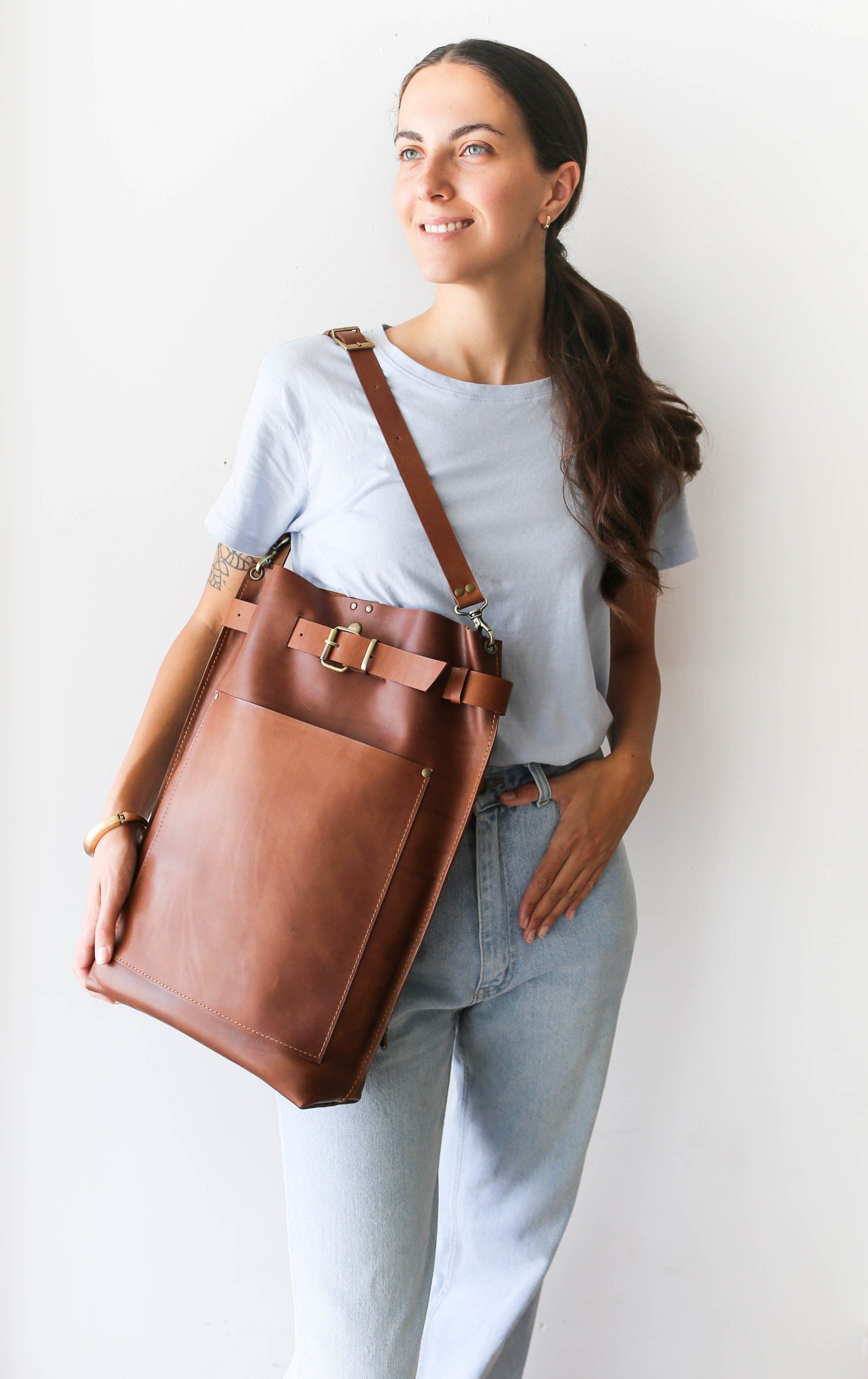 large leather handbag for women