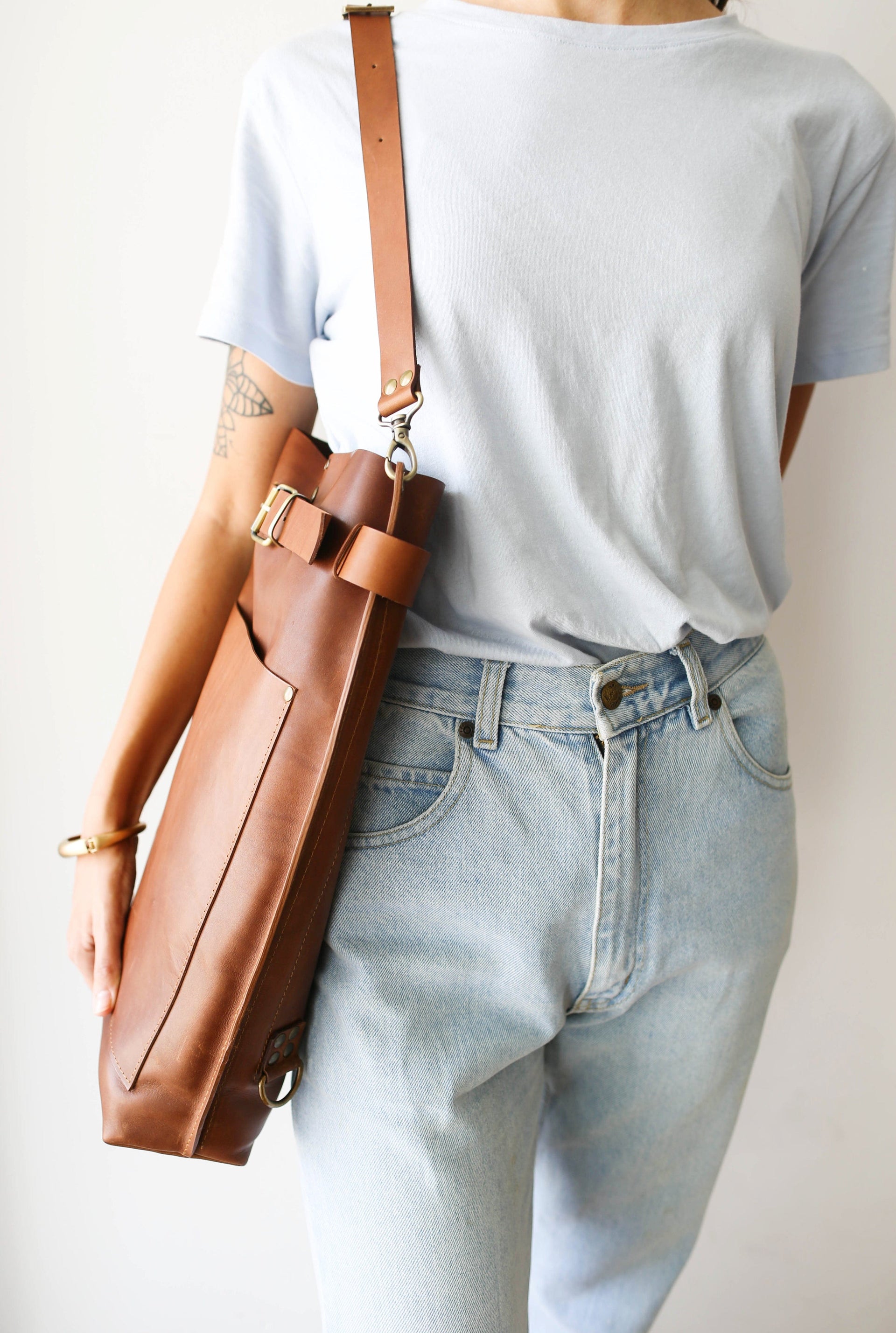 Brown Leather Large crossbody pocket