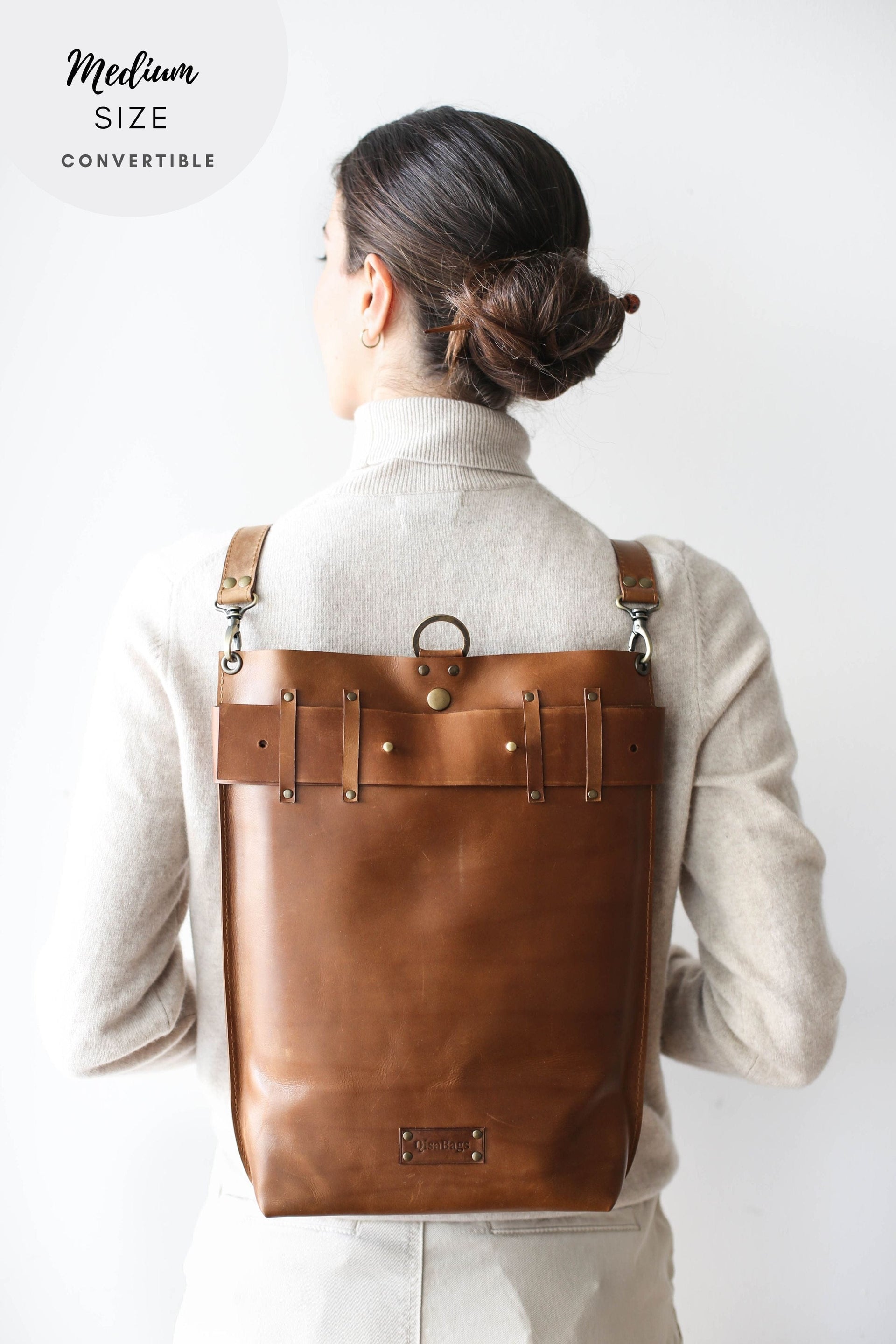 handmade leather backpack for women