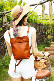 Travel Brown Leather Backpack