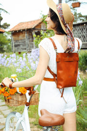 Convertible Brown Leather Backpack