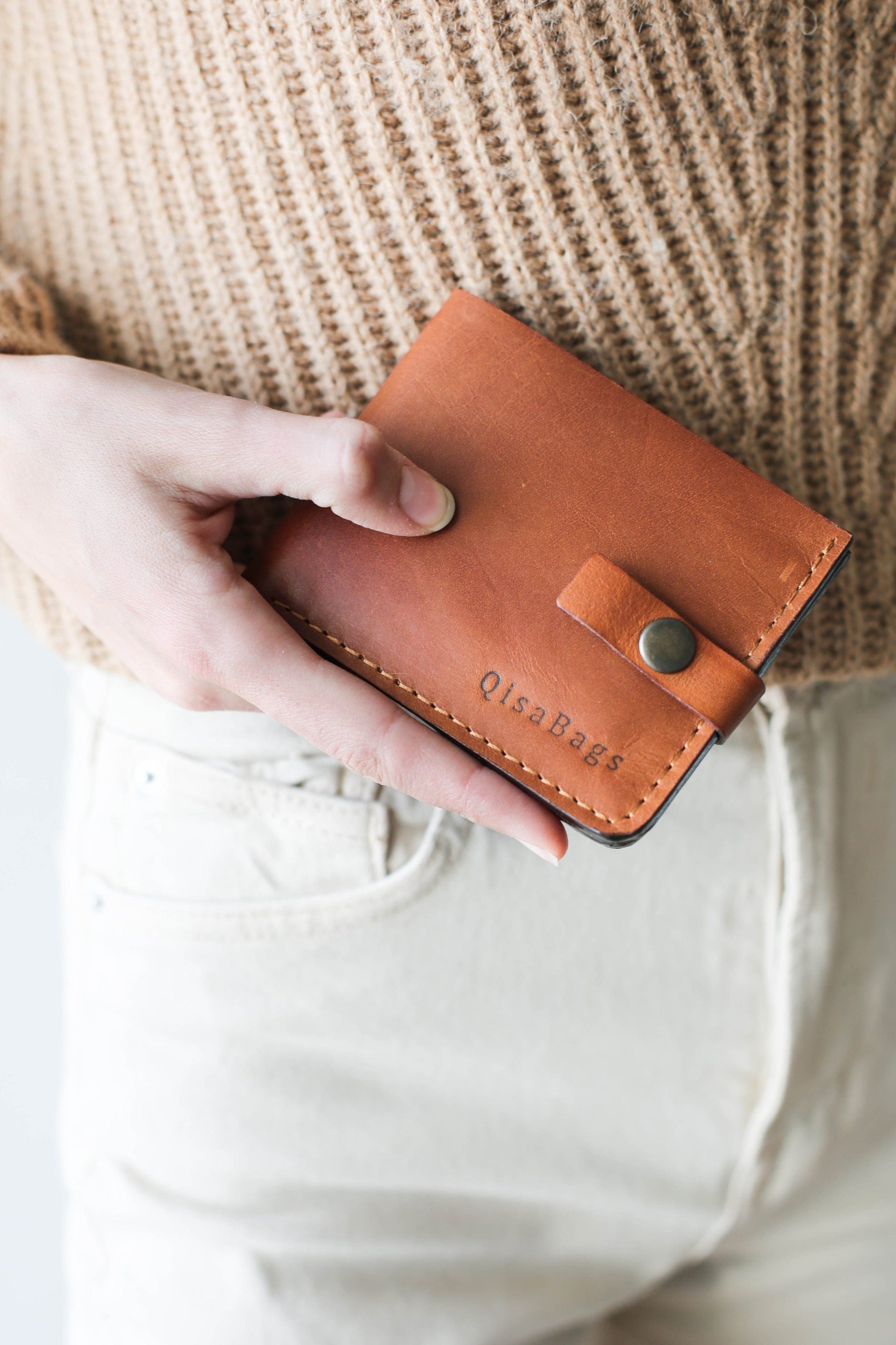 Minimalist brown leather wallet