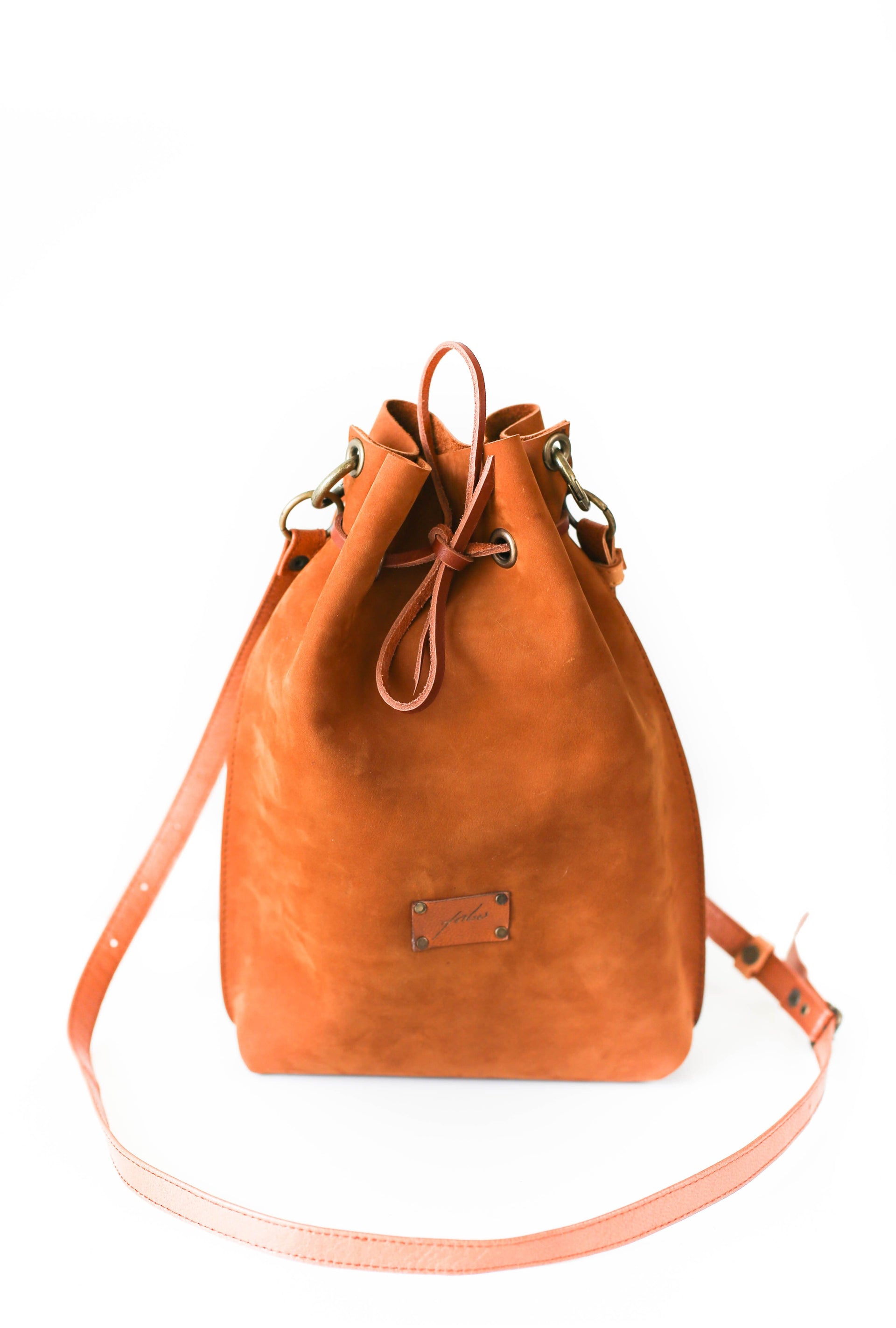 Handmade Brown leather bucket bag