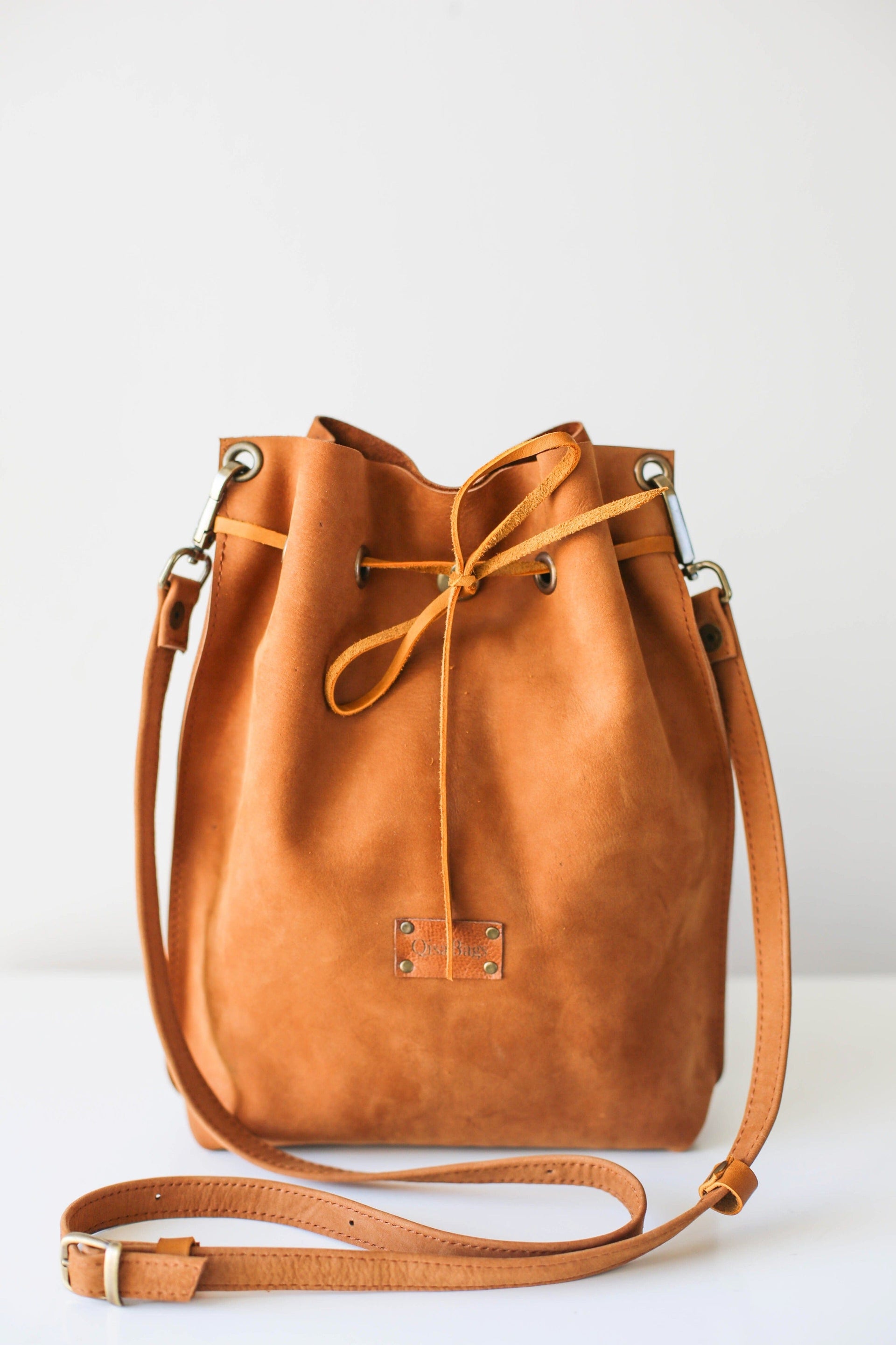 Brown leather cross body bag