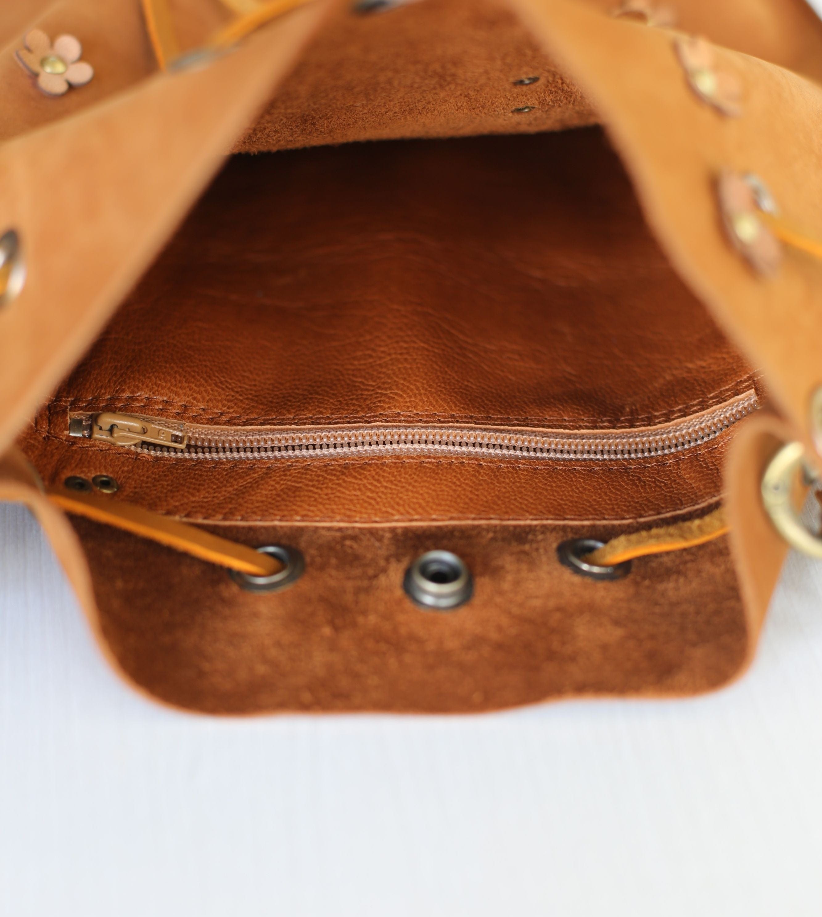 Brown Leather Bucket Bag