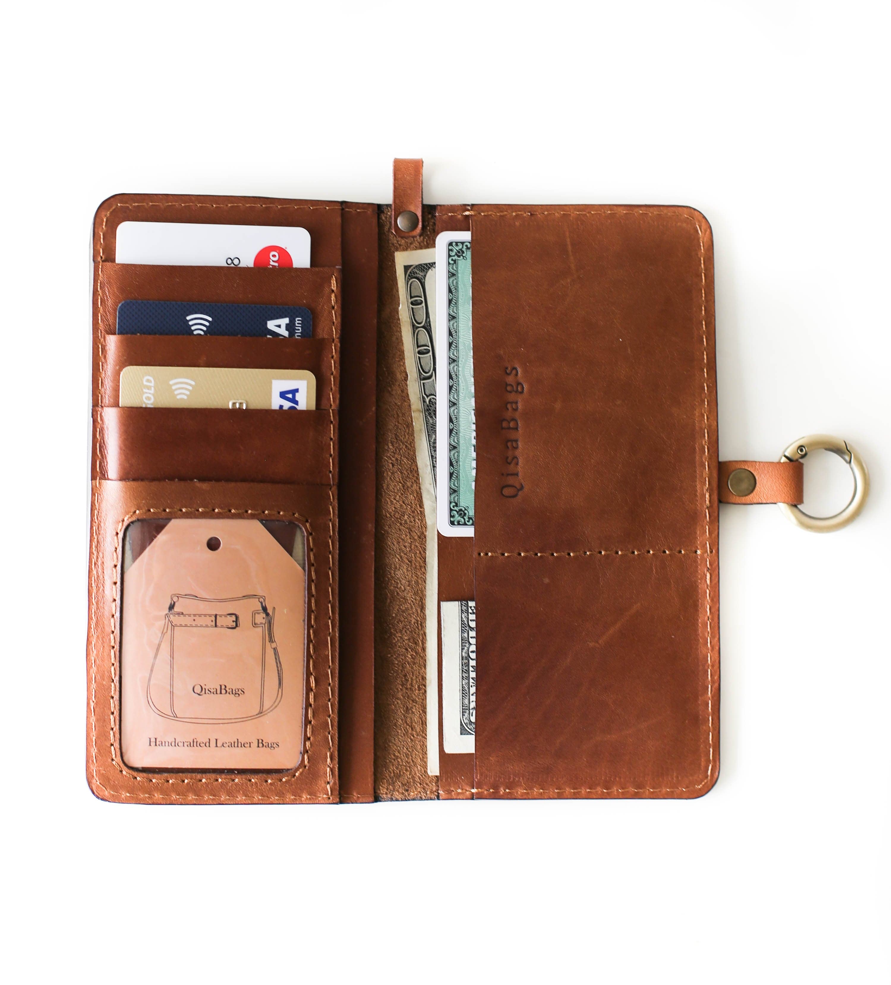 Brown Leather Wallet Womens - Long Leather Wallet - Qisabags