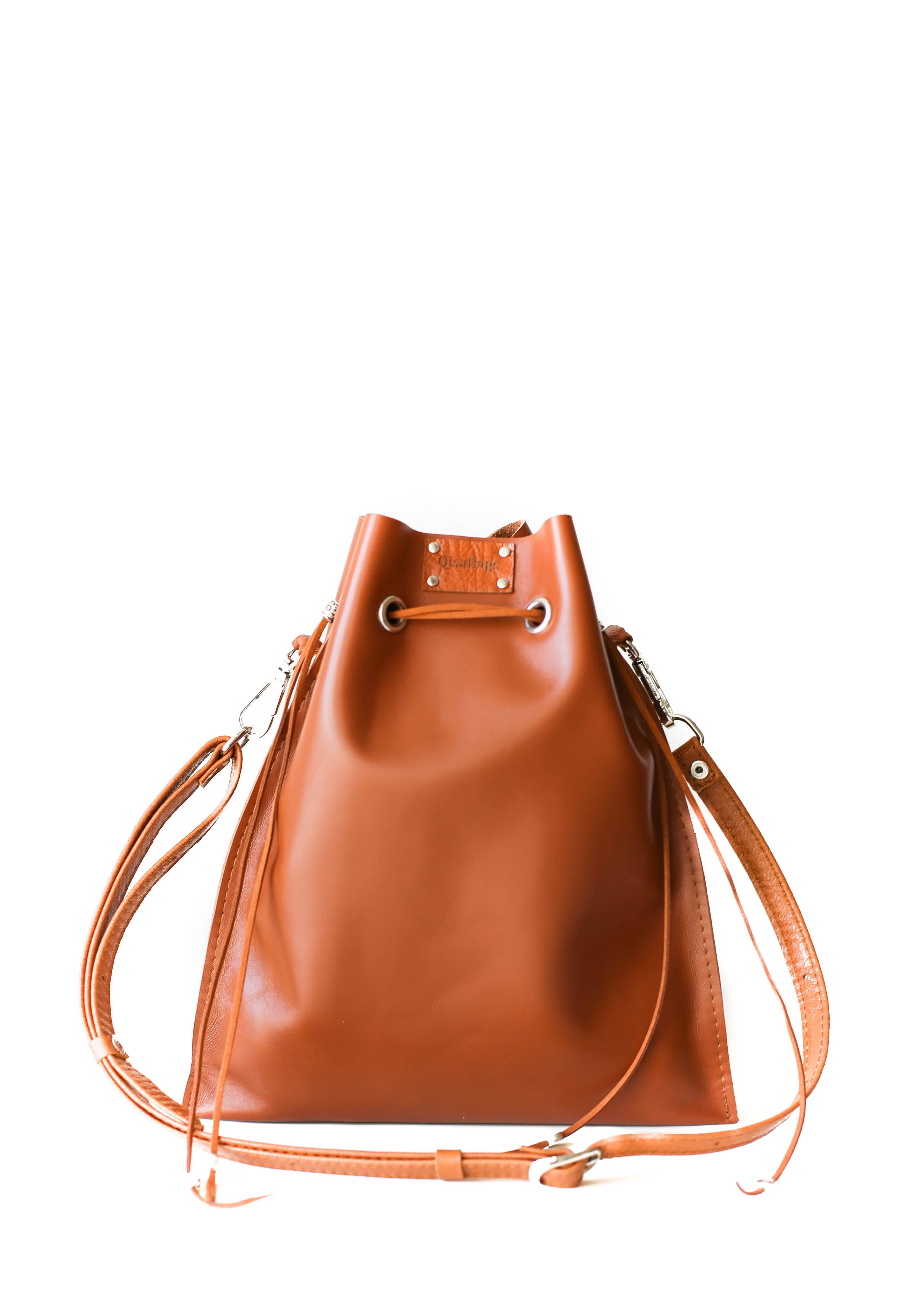 Brown Leather Bucket Bag