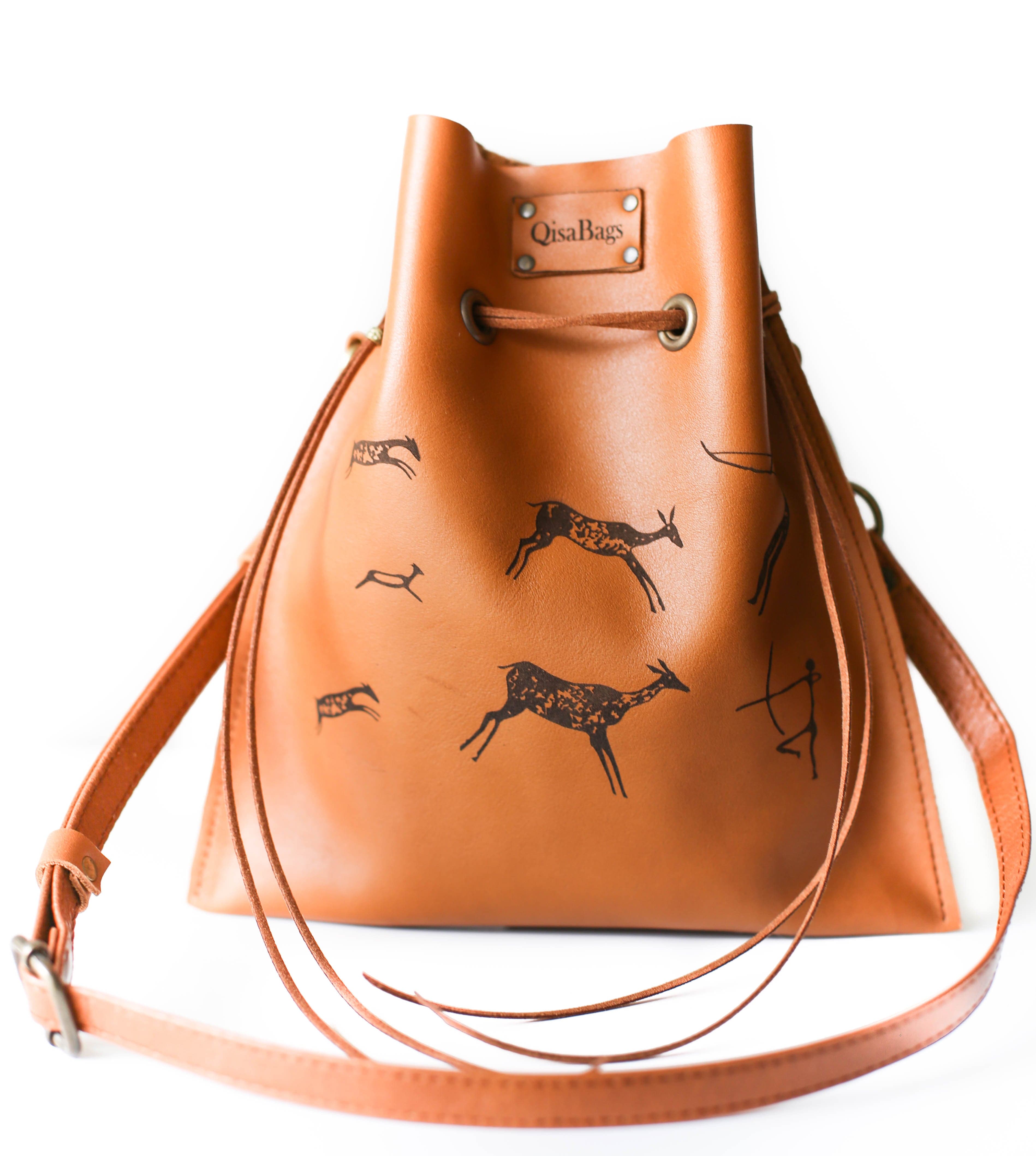 Brown Leather Bucket Bag