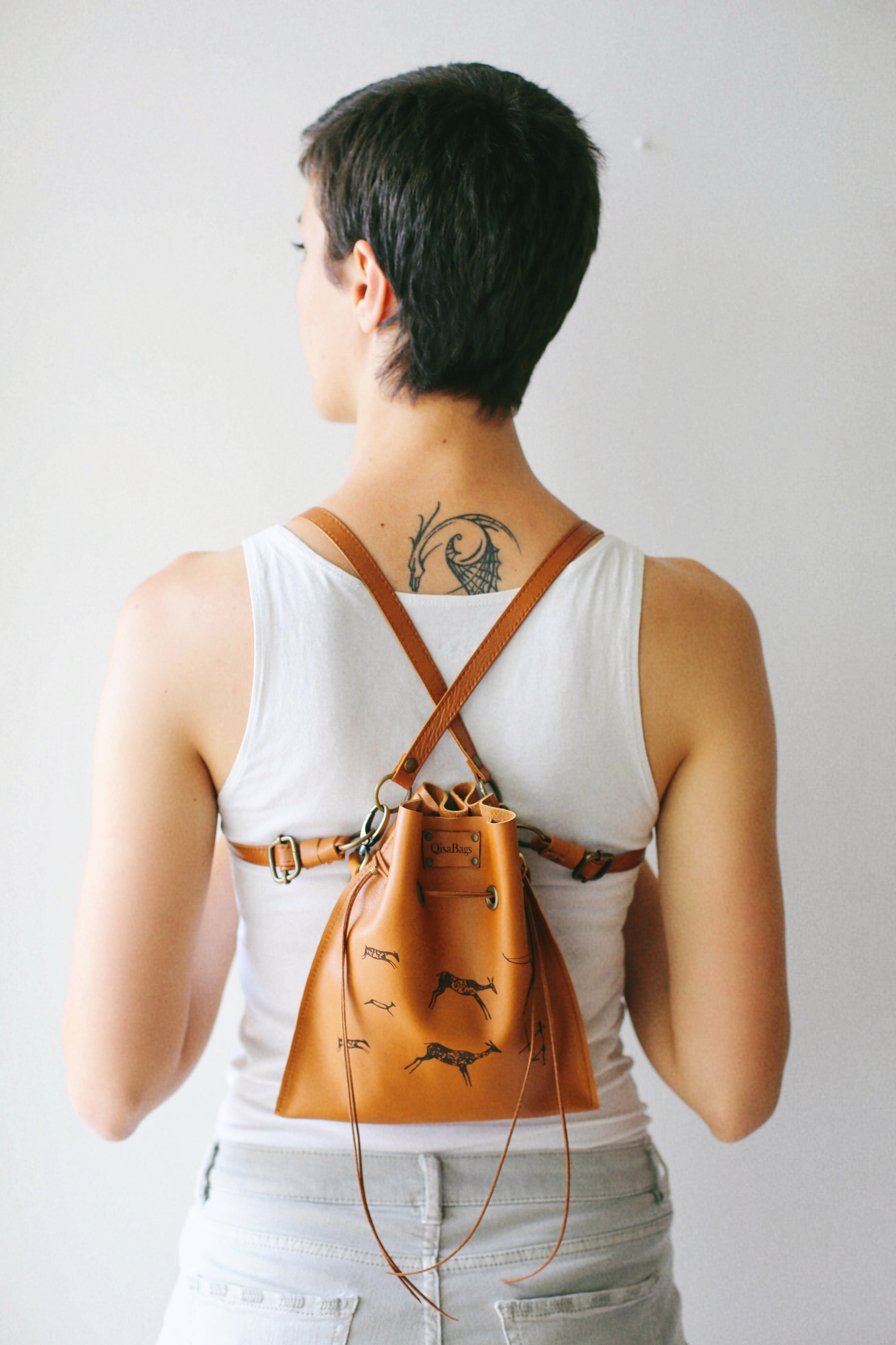 Mini leather backpack