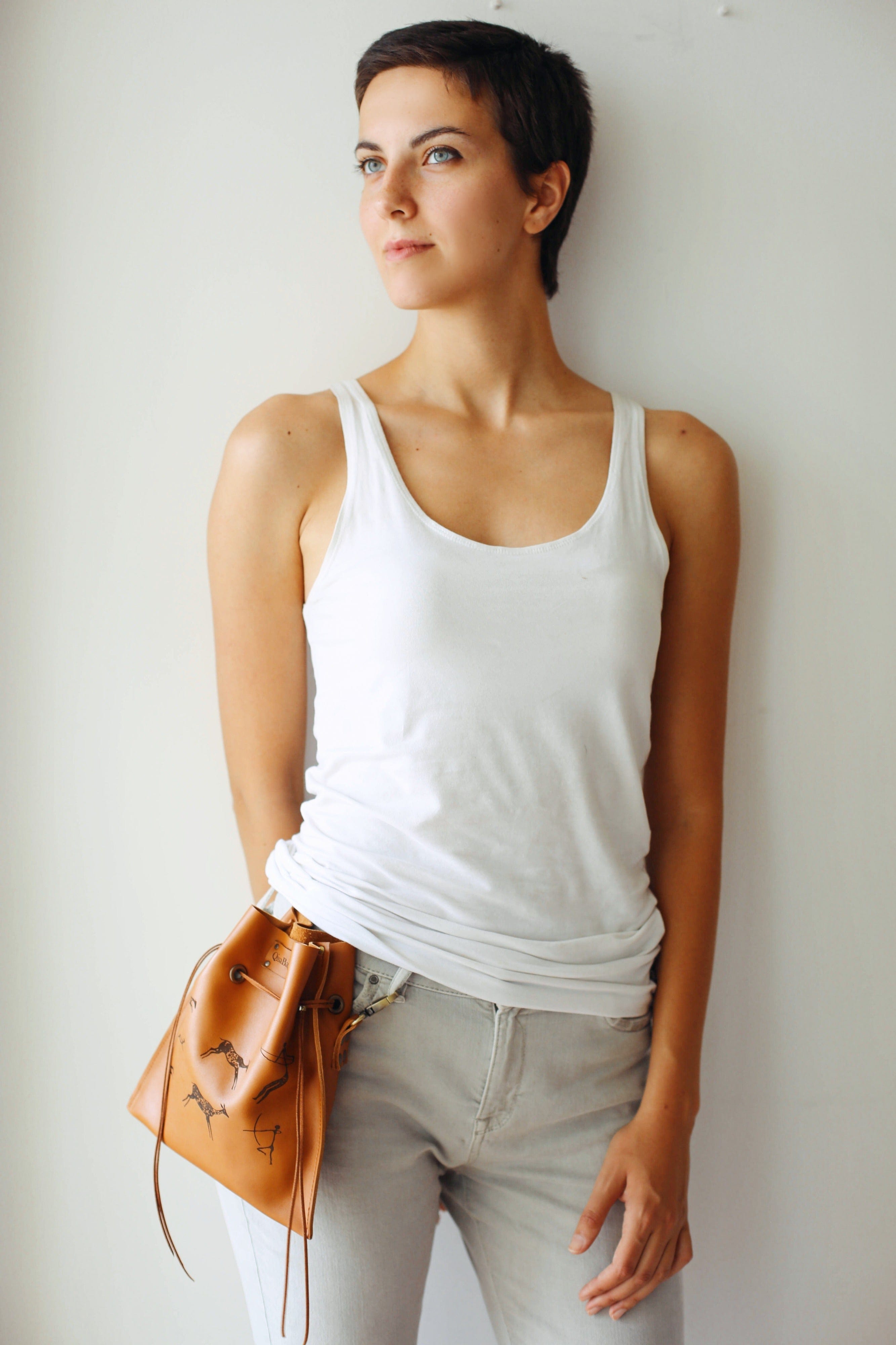 Brown leather waist bag