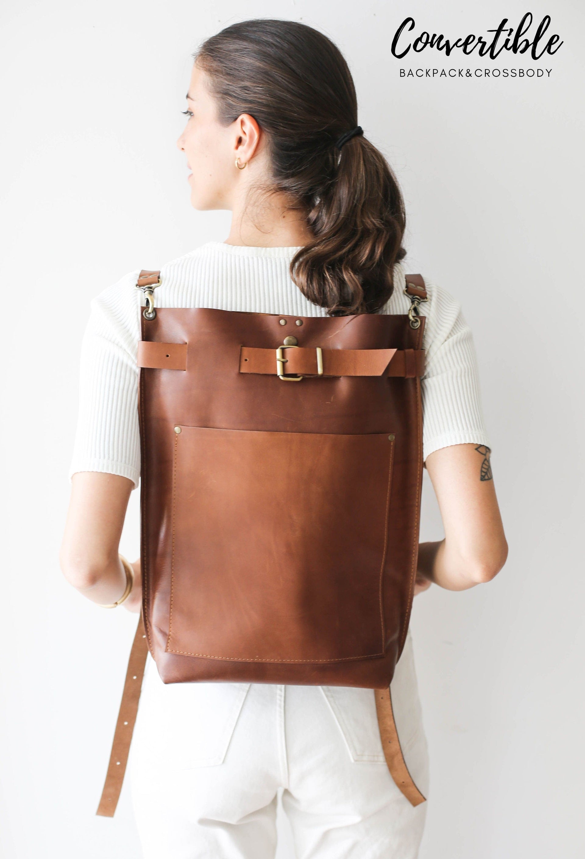 brown leather backpack womens 