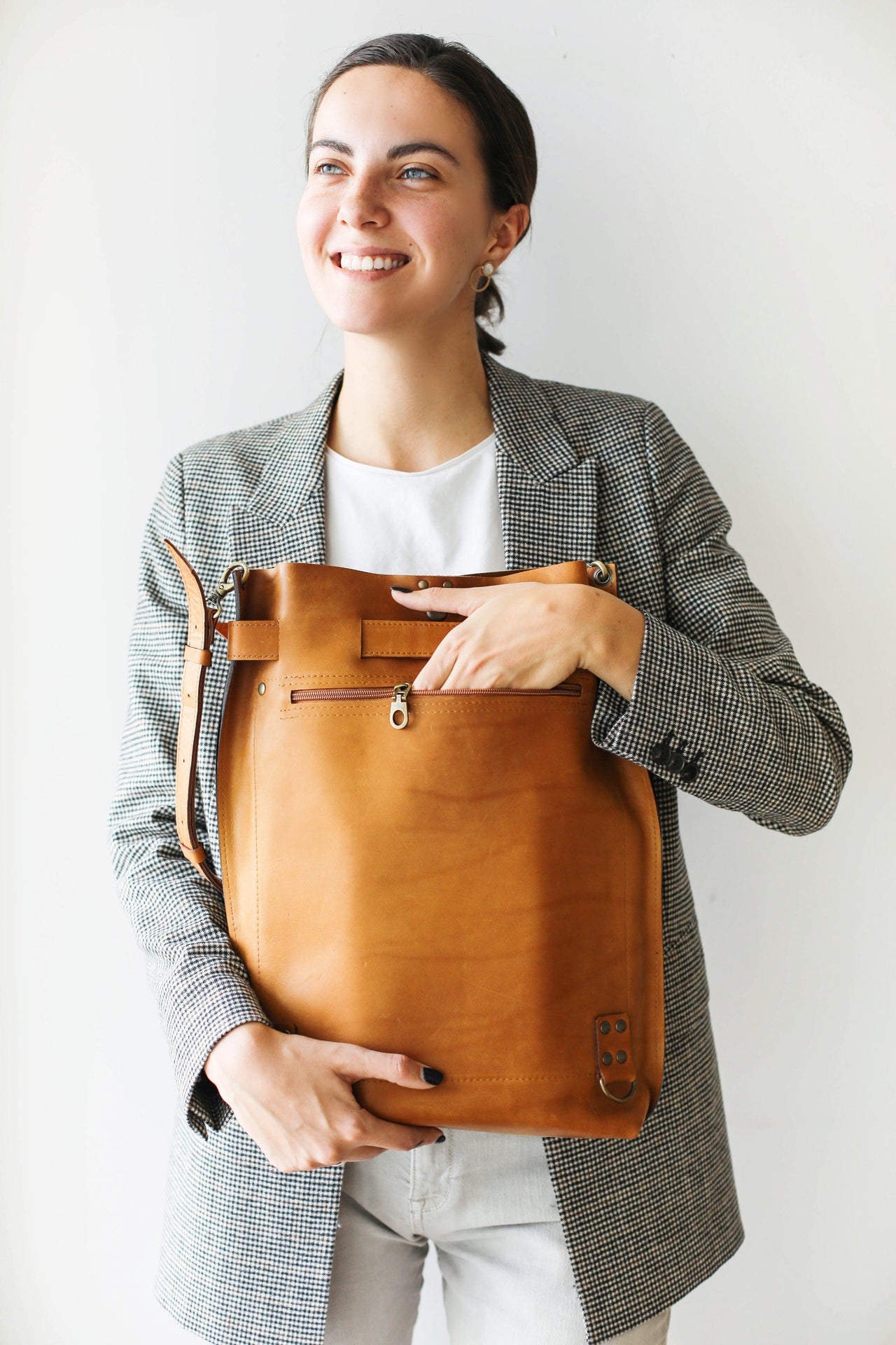 Brown Leather Backpack | Leather Backpack Purses | Qisabags