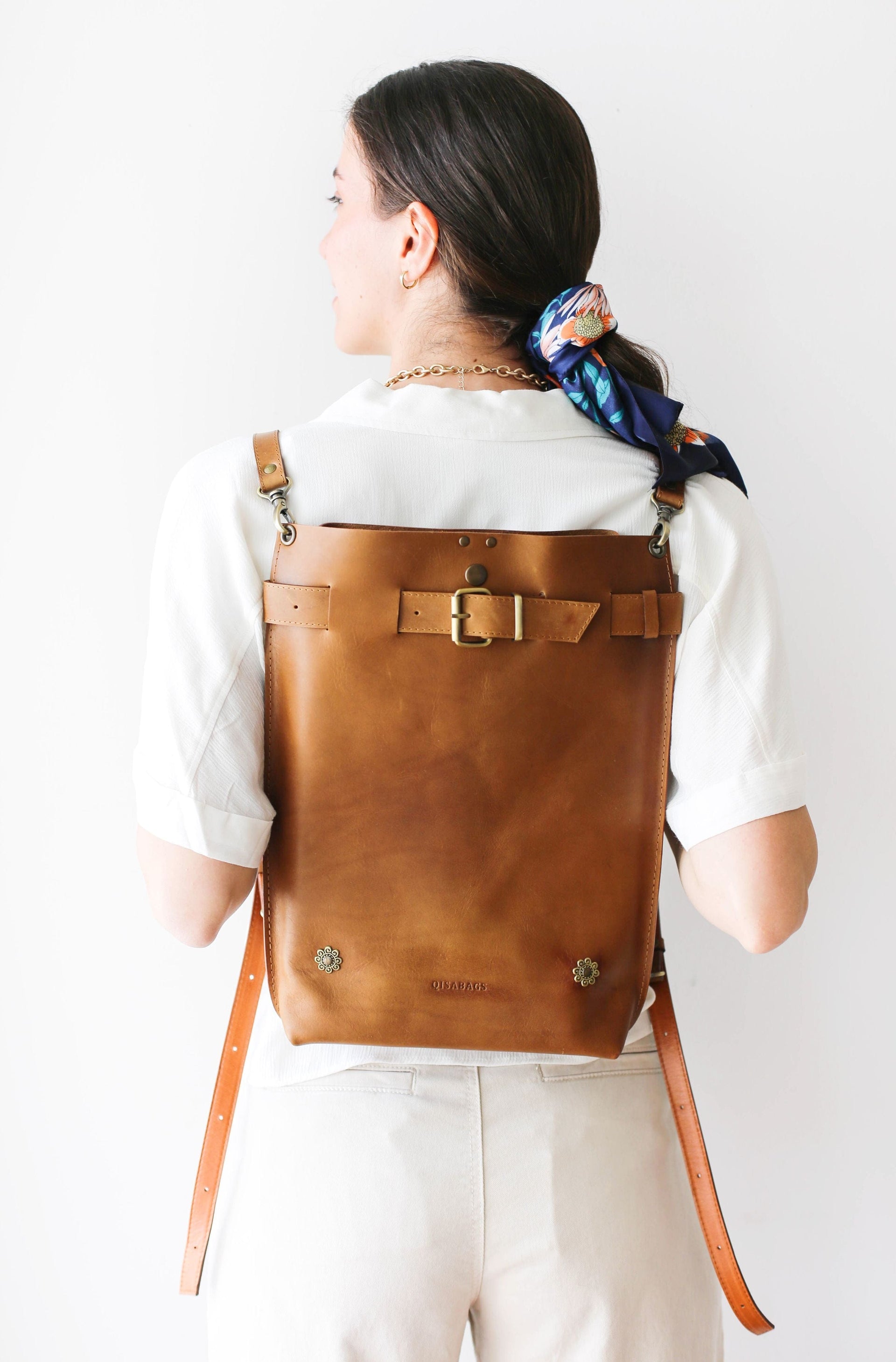 Brown Leather Backpack womens