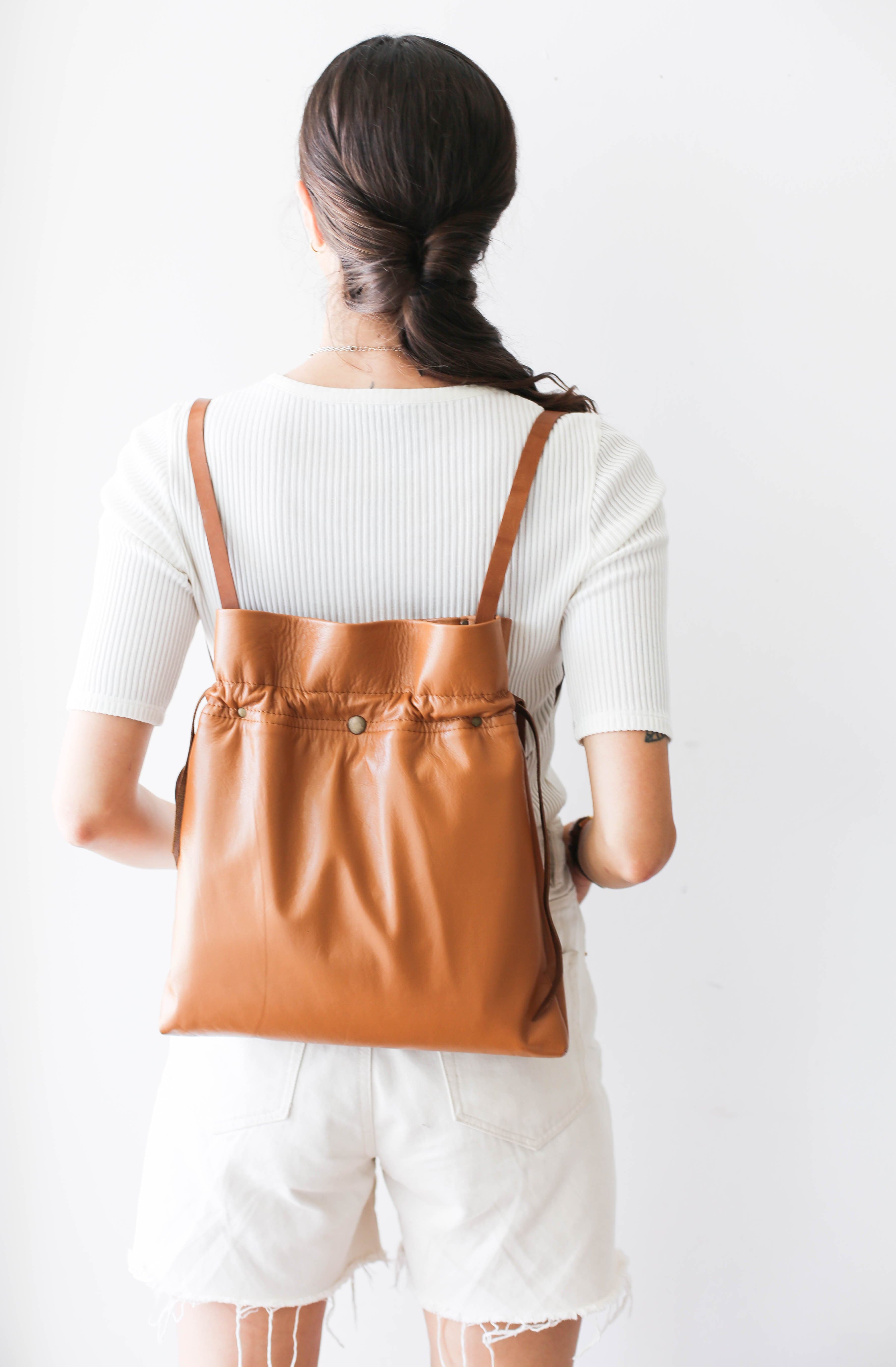 leather drawstring backpack