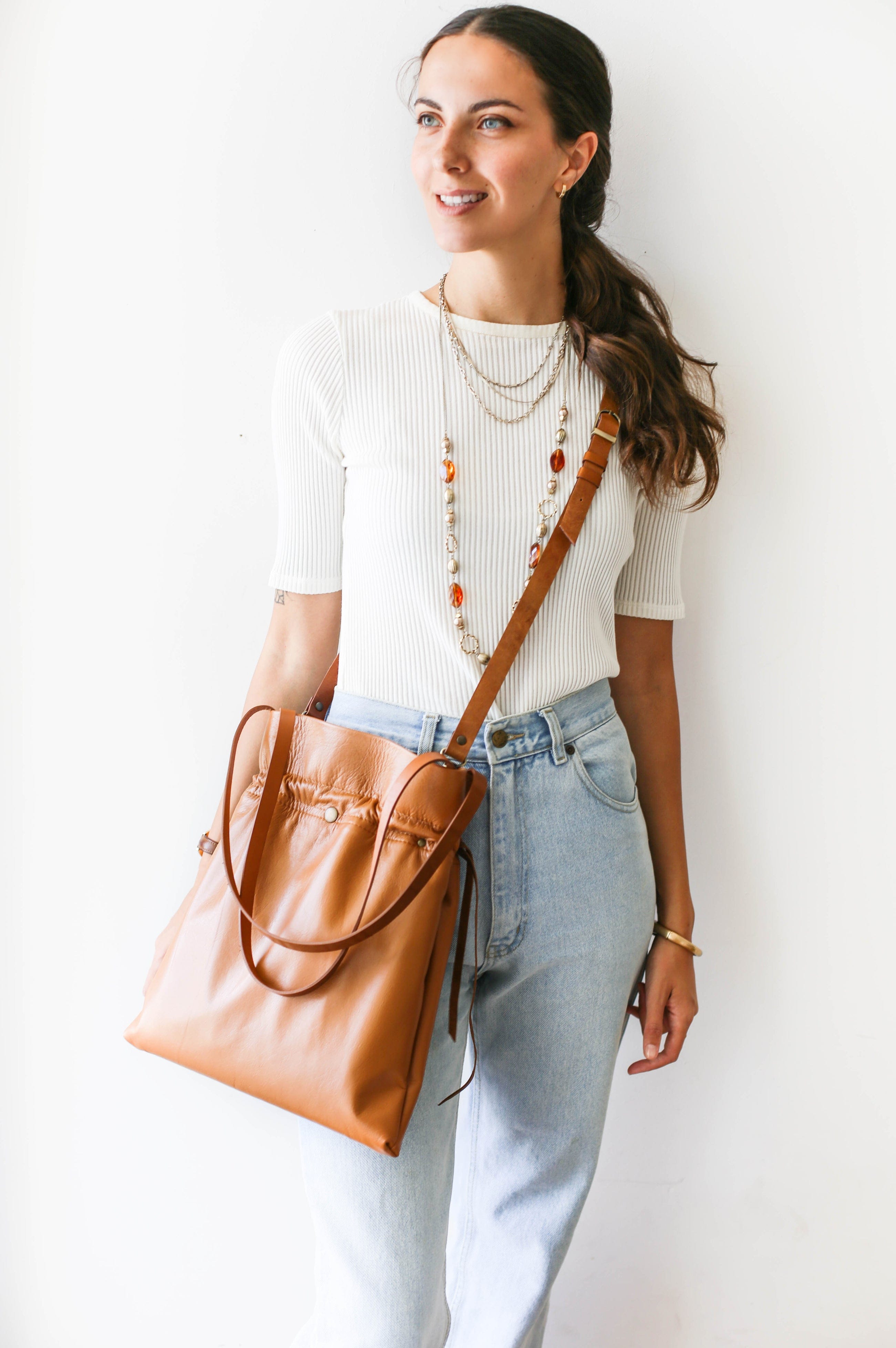 tan leather cross body bag