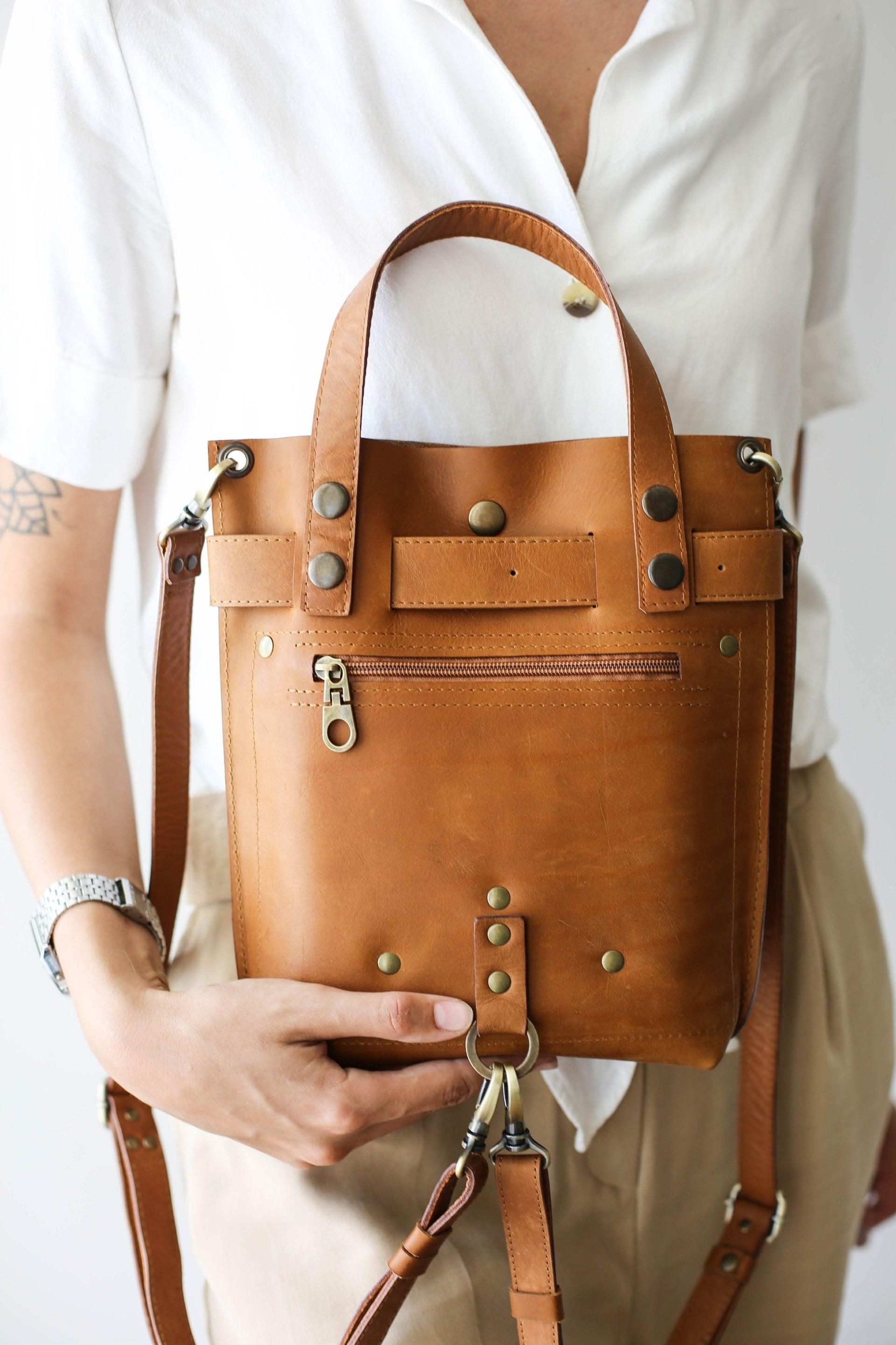 leather backpack purse designer