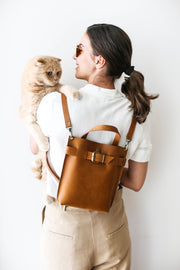 womens brown leather backpack