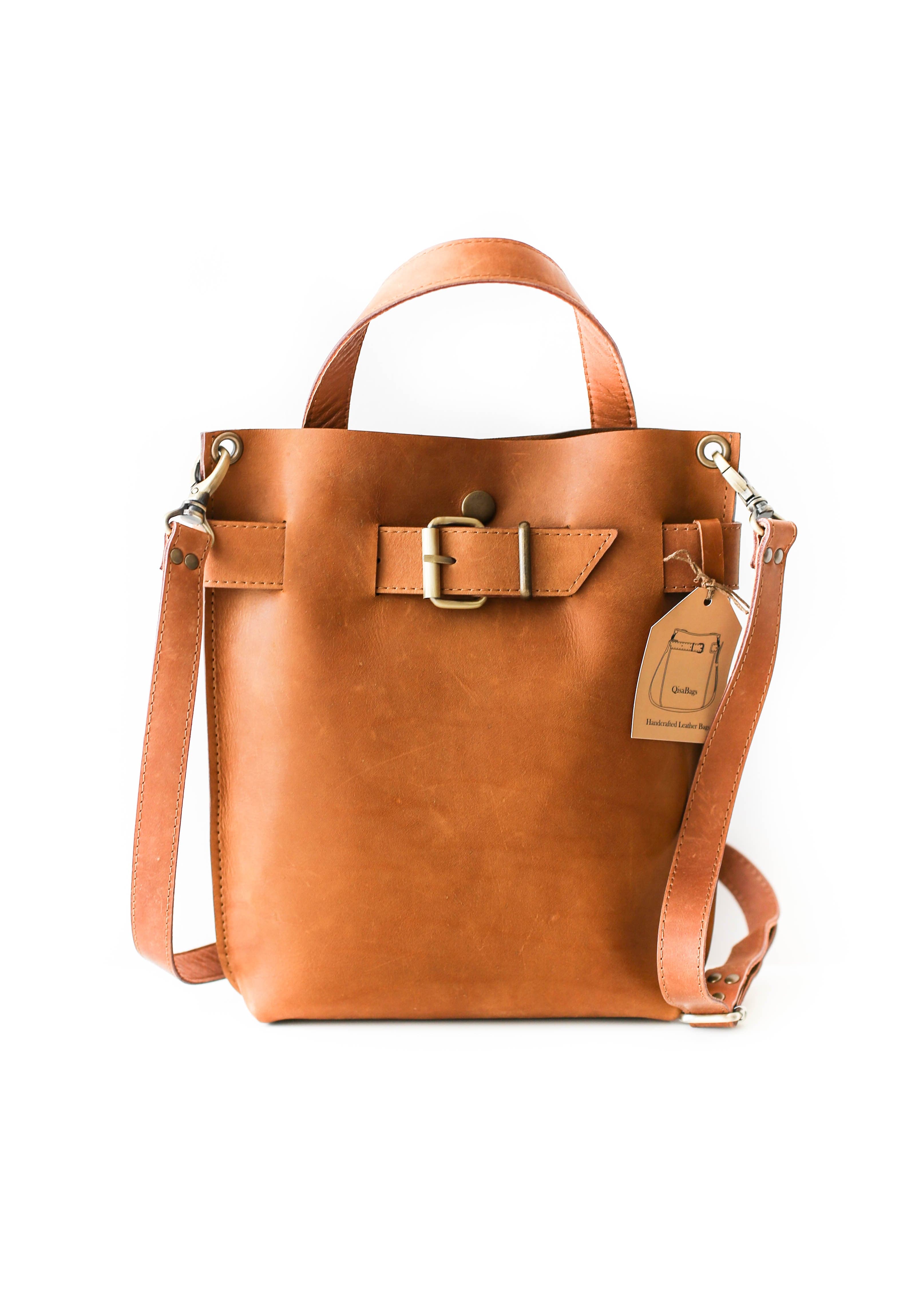 Brown leather backpack