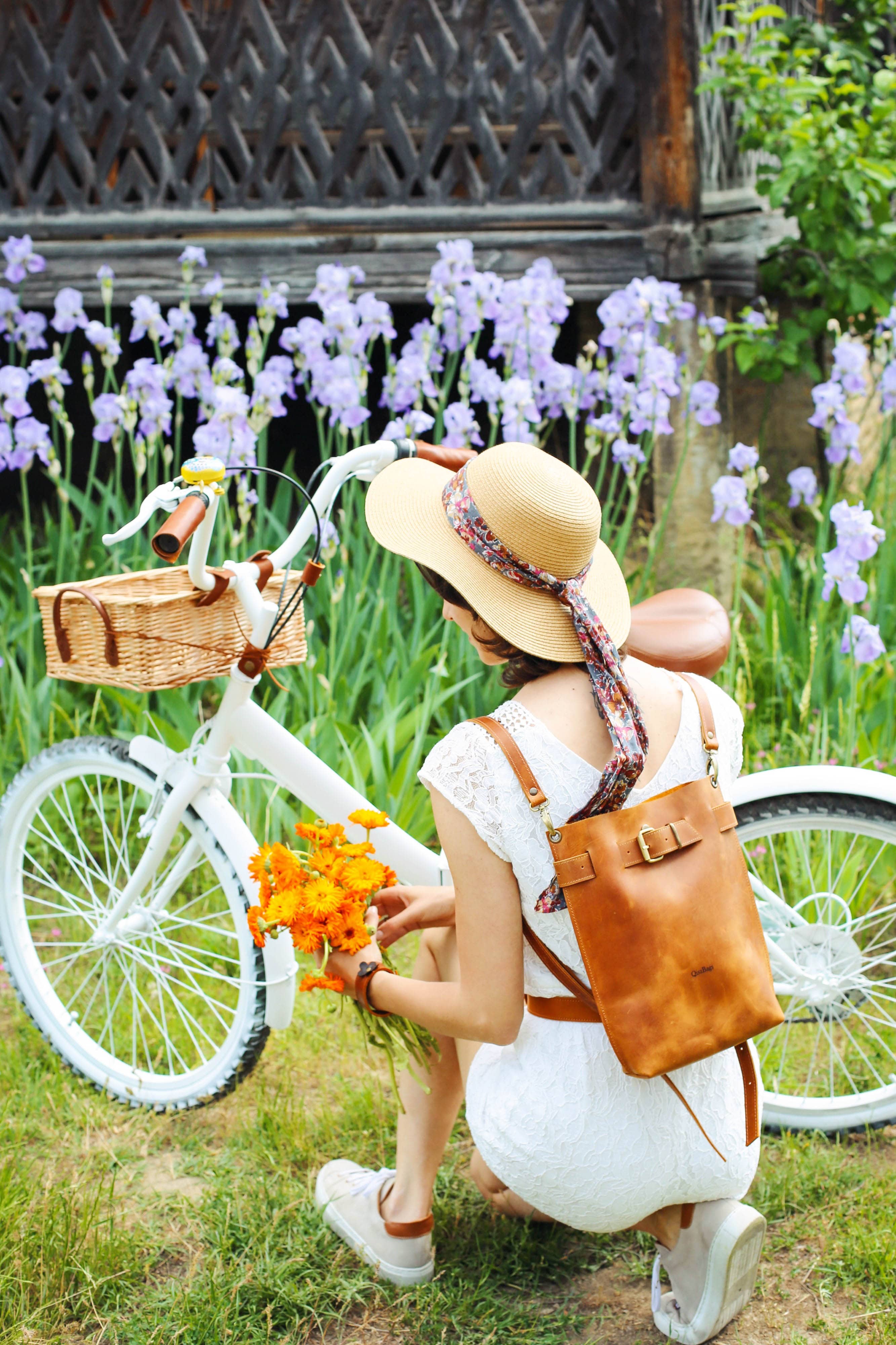 Travel leather backpack