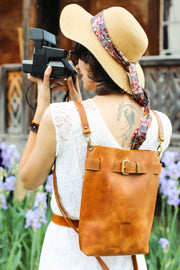 Travel Brown leather backpack