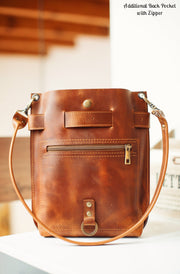 Handmade leather brown bag