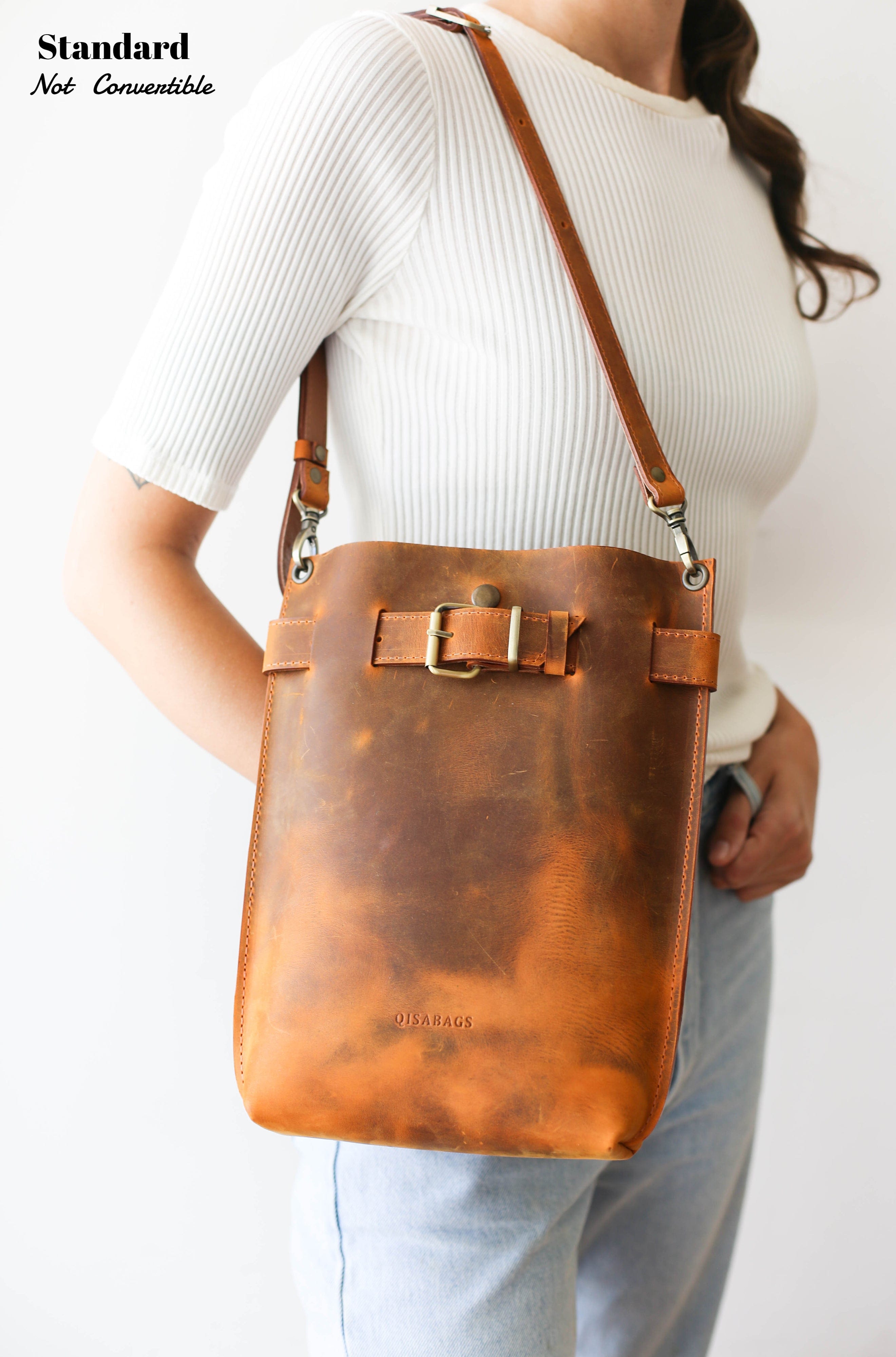 Brown leather shoulder bag