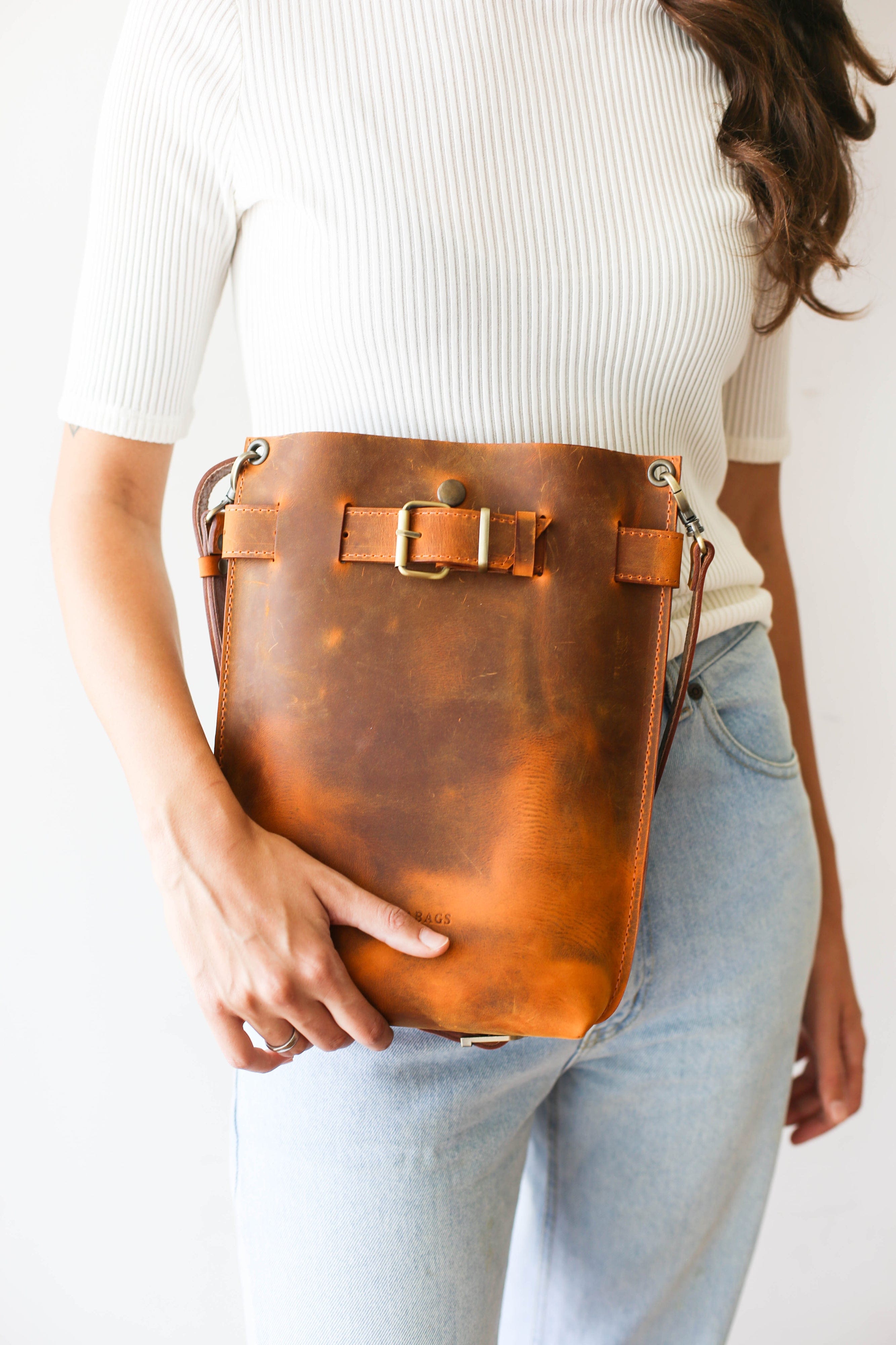 	 genuine leather crossbody bag