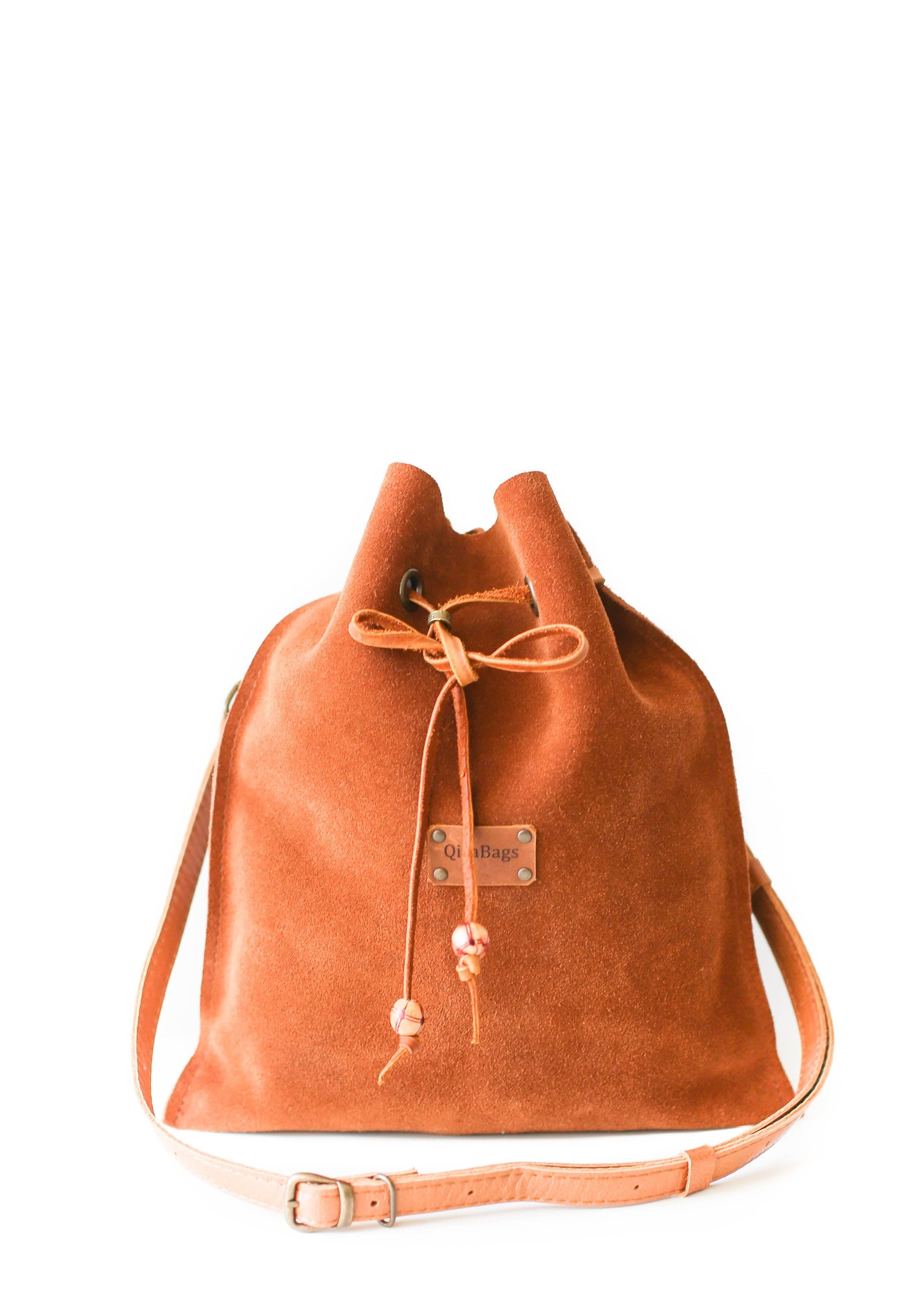 Handmade Brown Suede Bucket Bag