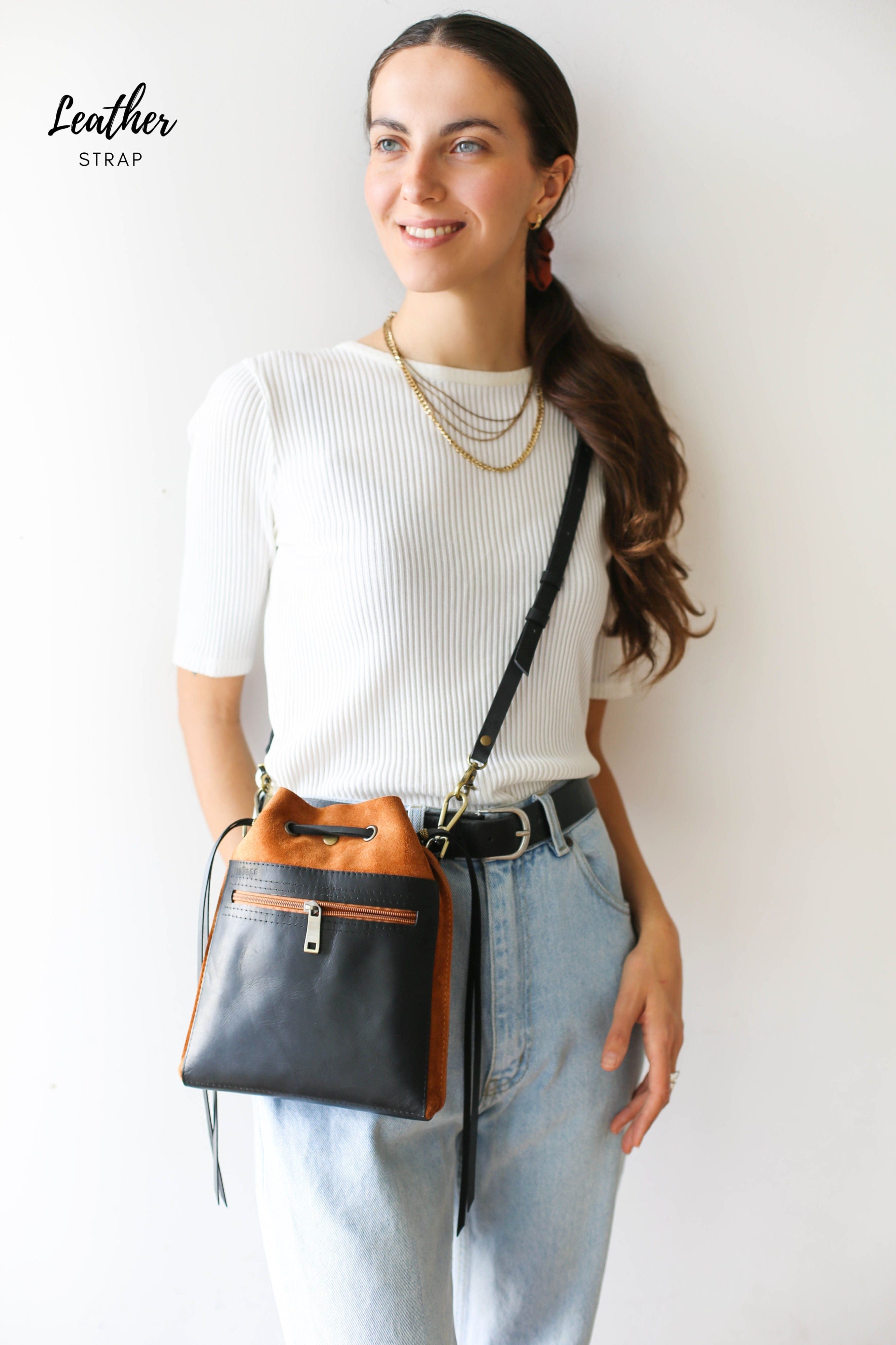 leather crossbody bag black