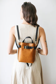 Mini leather backpack for summer